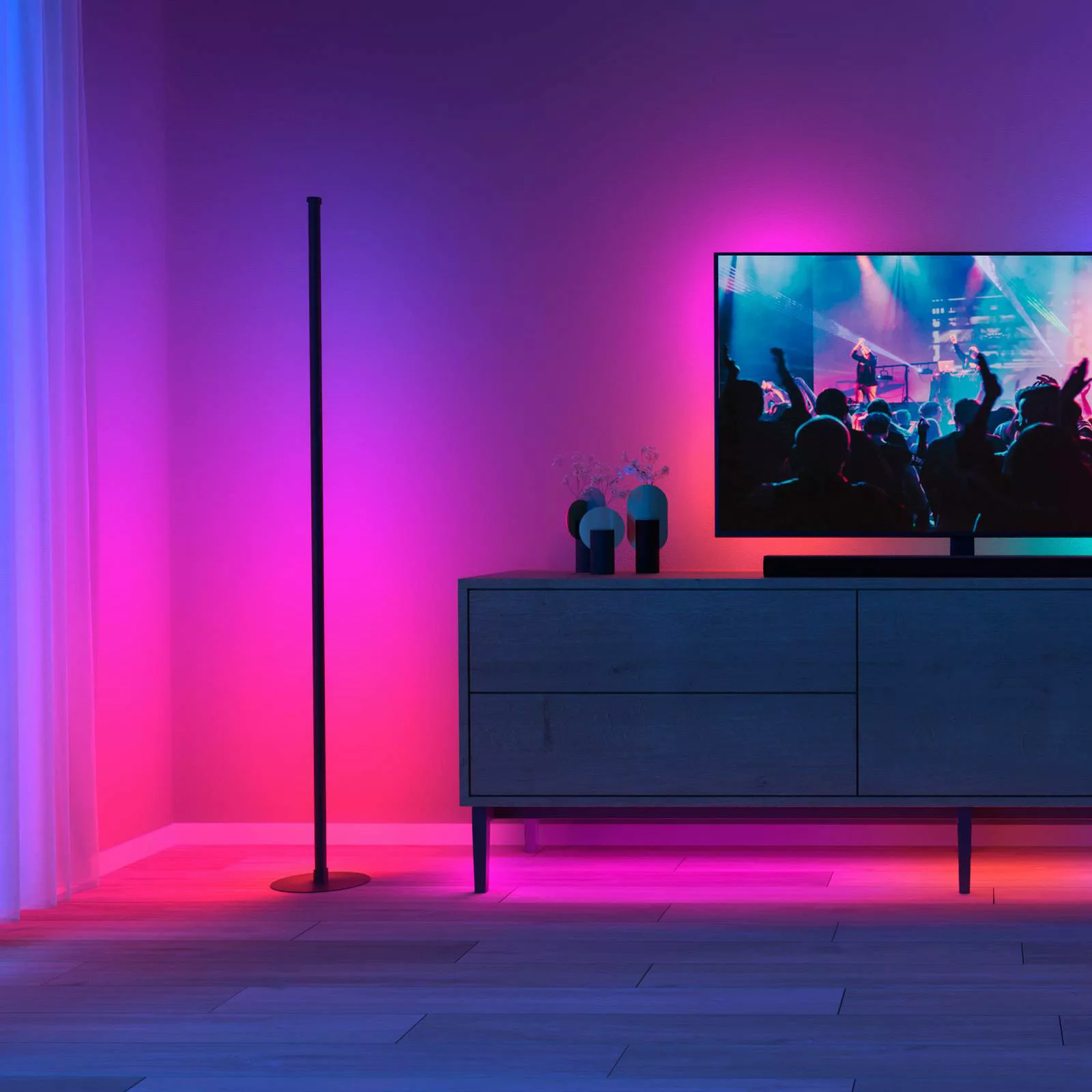 LED-Stehleuchte mit Musiksensor smart RGB dimmbar günstig online kaufen