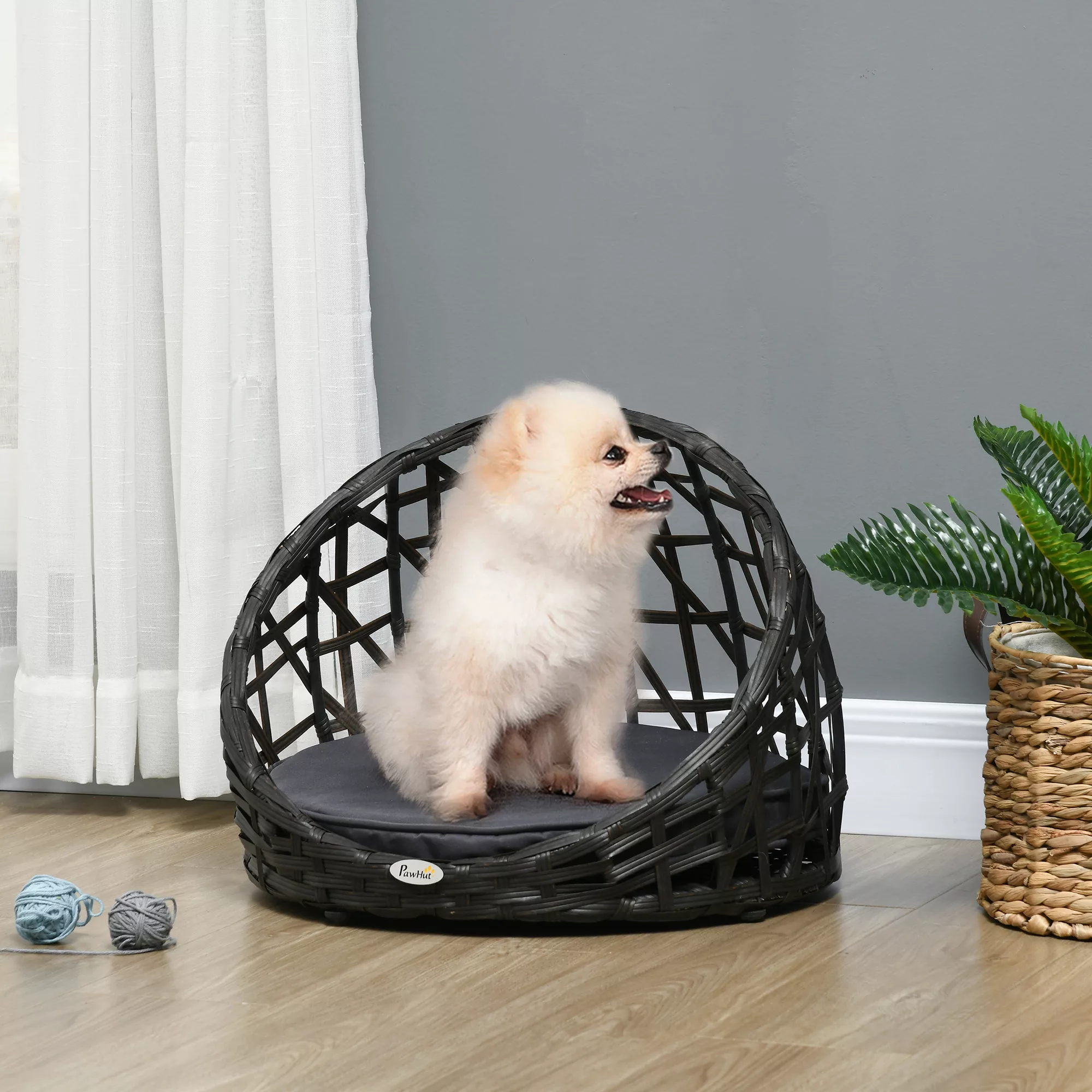 PawHut Rattan Hundehütte  Elegante Hundehöhle mit Kissen für drinnen und dr günstig online kaufen