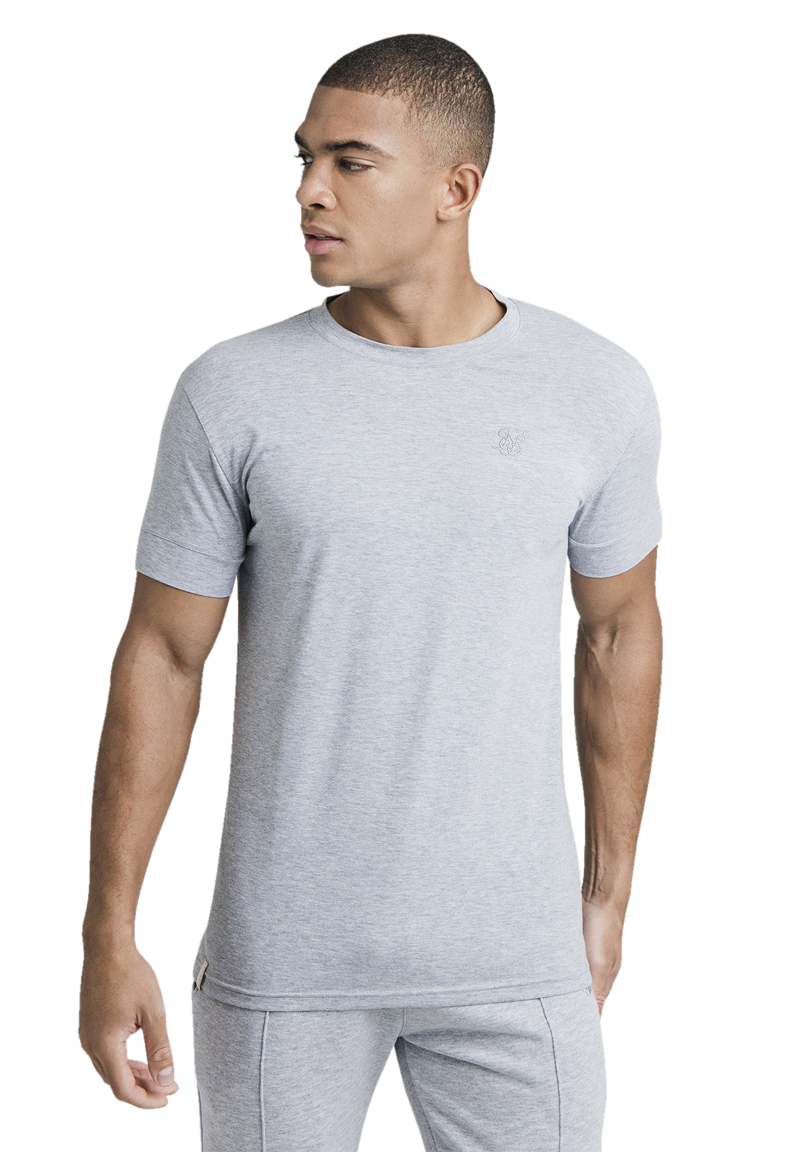 SikSilk Herren T-Shirt SMART ESSENTIALS TEE SS-19819 Grey Marl Grau günstig online kaufen