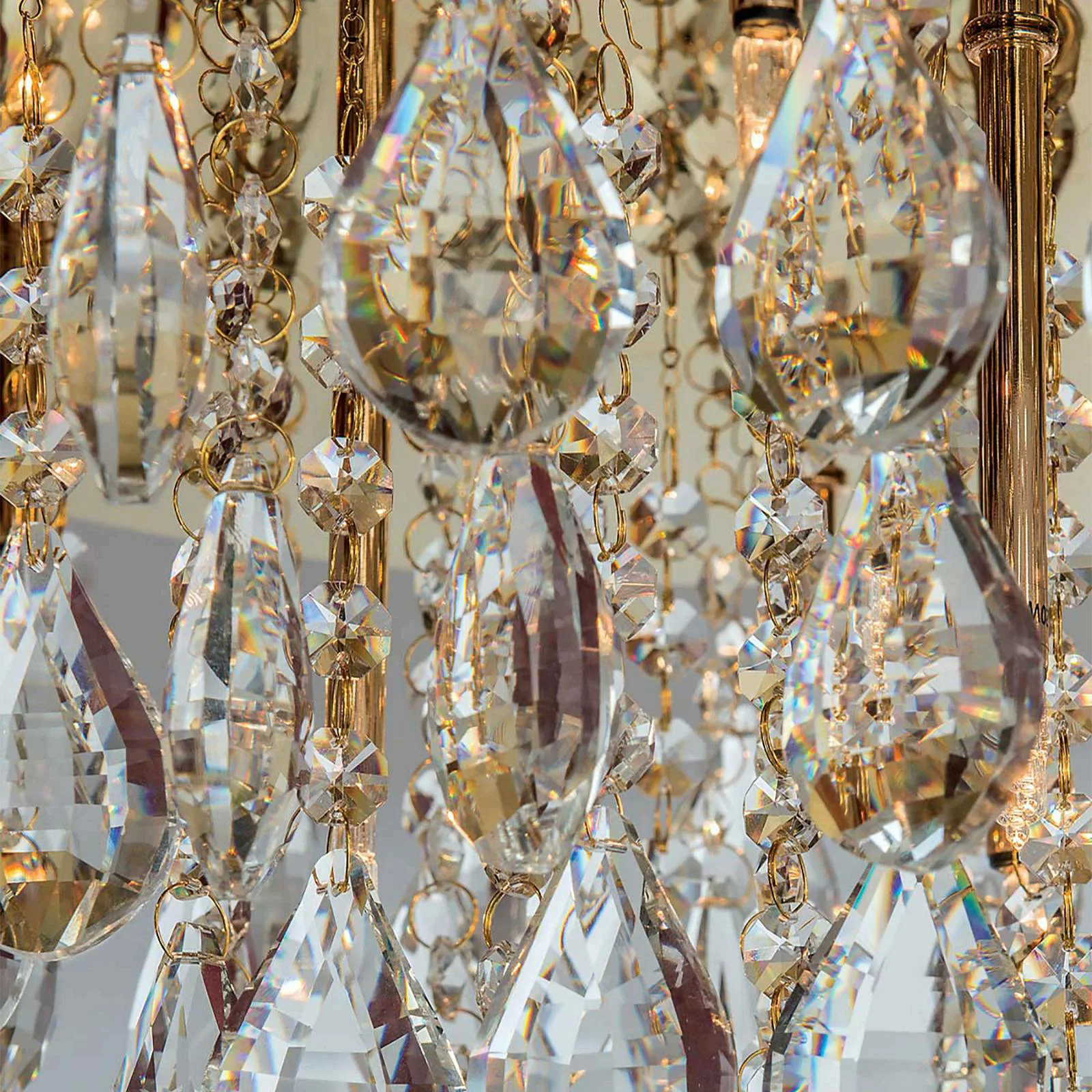 Deckenlampe Celeste mit K9-Kristallen, Ø45cm, gold günstig online kaufen