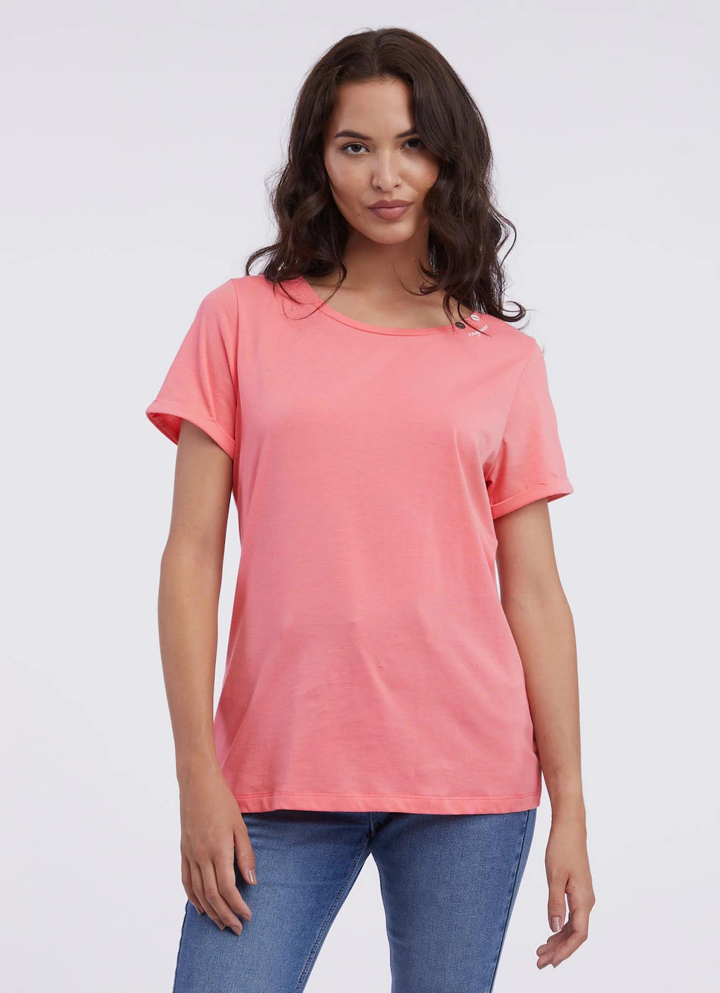 Ragwear Kurzarmshirt "FLLORAH COMFY GOTS", Basic Shirt mit Zierknöpfen und günstig online kaufen