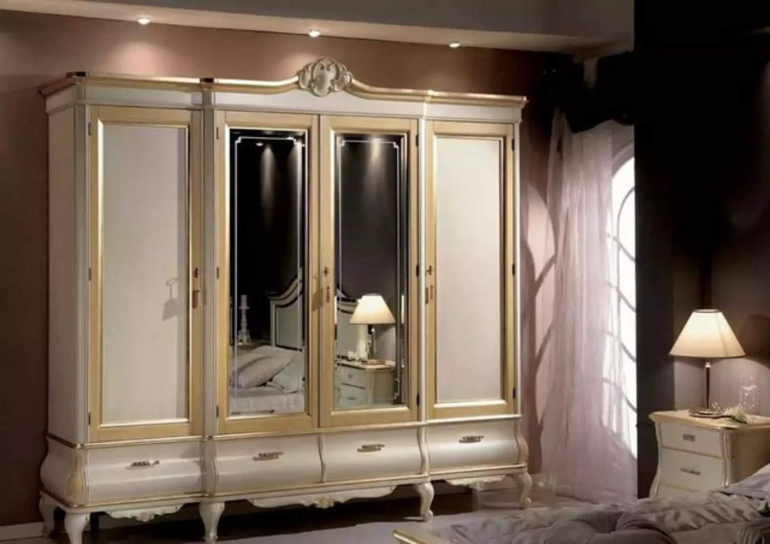 JVmoebel Kleiderschrank Klassischer Luxus Weißer Viertüriger Schlafzimmersc günstig online kaufen