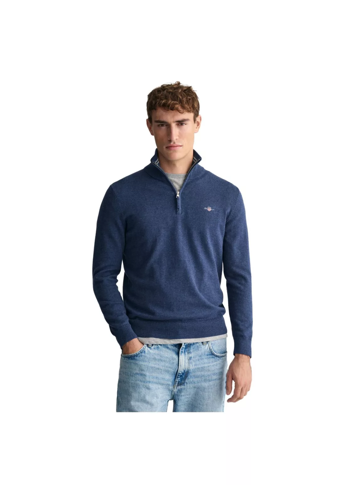 Gant Troyer "CLASSIC COTTON HALF ZIP", mit gerippten Details günstig online kaufen