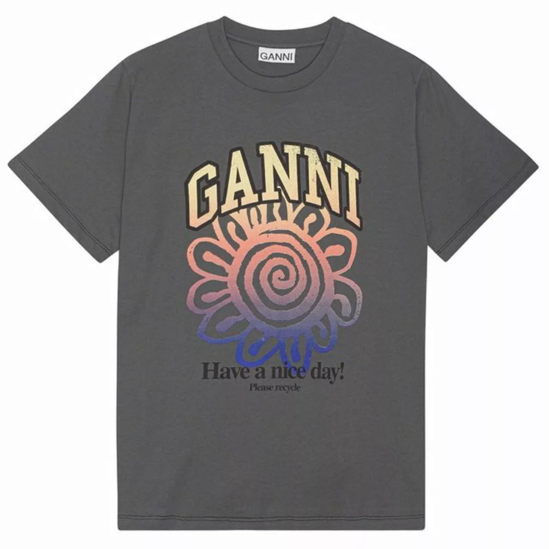 GANNI Kurzarmshirt T-Shirt FLOWER RELAXED aus Bio-Baumwolle günstig online kaufen