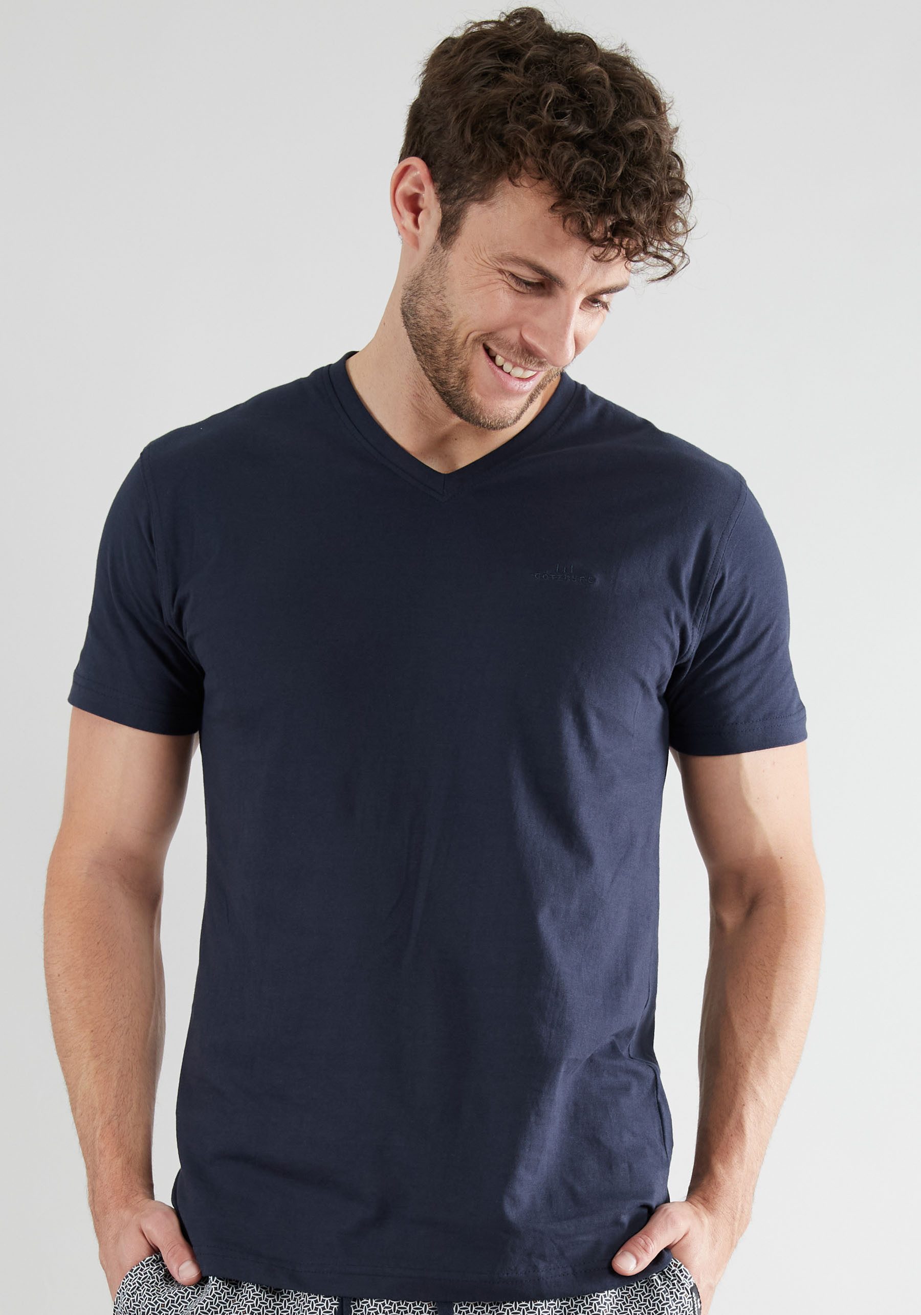 GÖTZBURG Pyjamaoberteil "New York", V-Ausschnitt, Kurzarm, hautfreundlich, günstig online kaufen