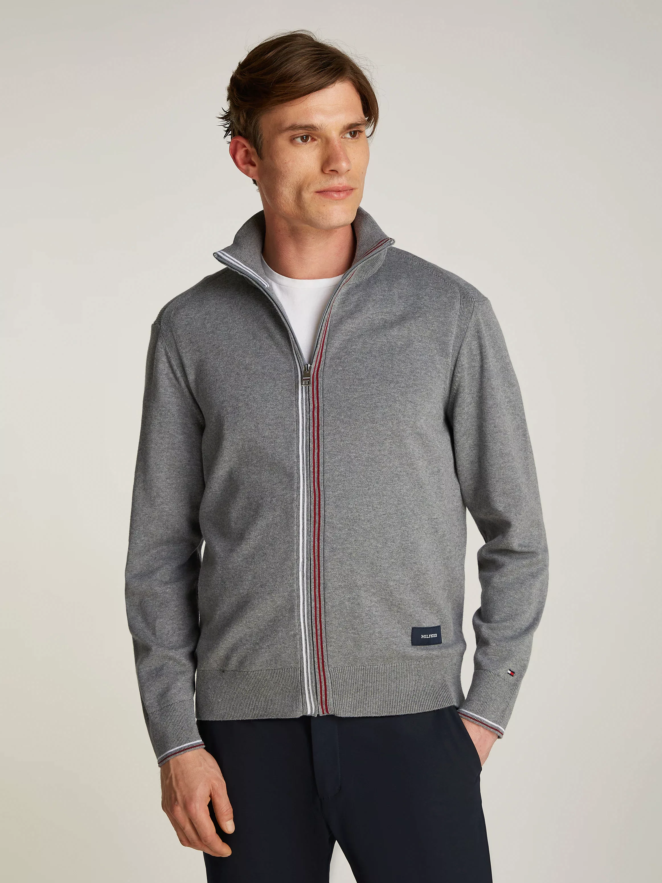 Tommy Hilfiger Cardigan "RWB TIPPED COTTON ZIP THROUGH", Mit Streiefen in T günstig online kaufen