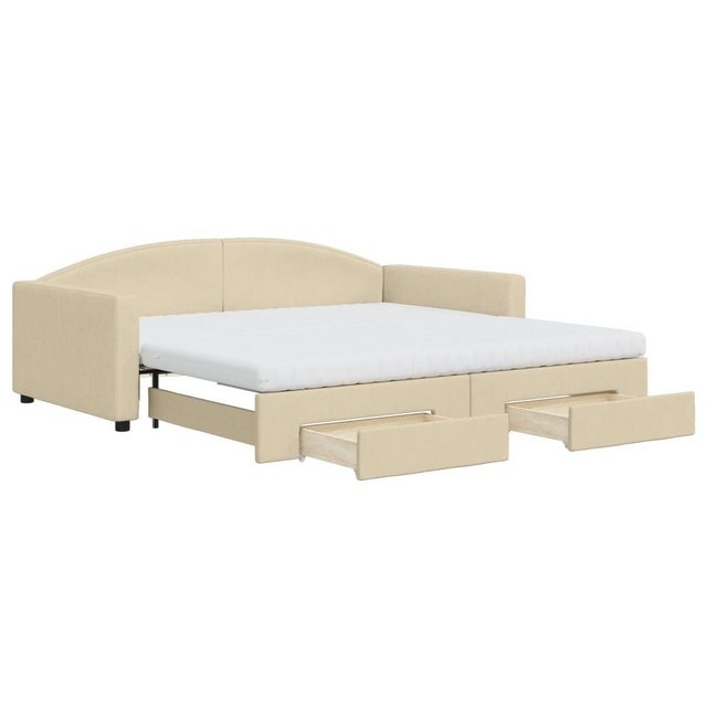 vidaXL Tagesbett Ausziehbar mit Schubladen Creme 100x200 cm Stoff1897454 günstig online kaufen