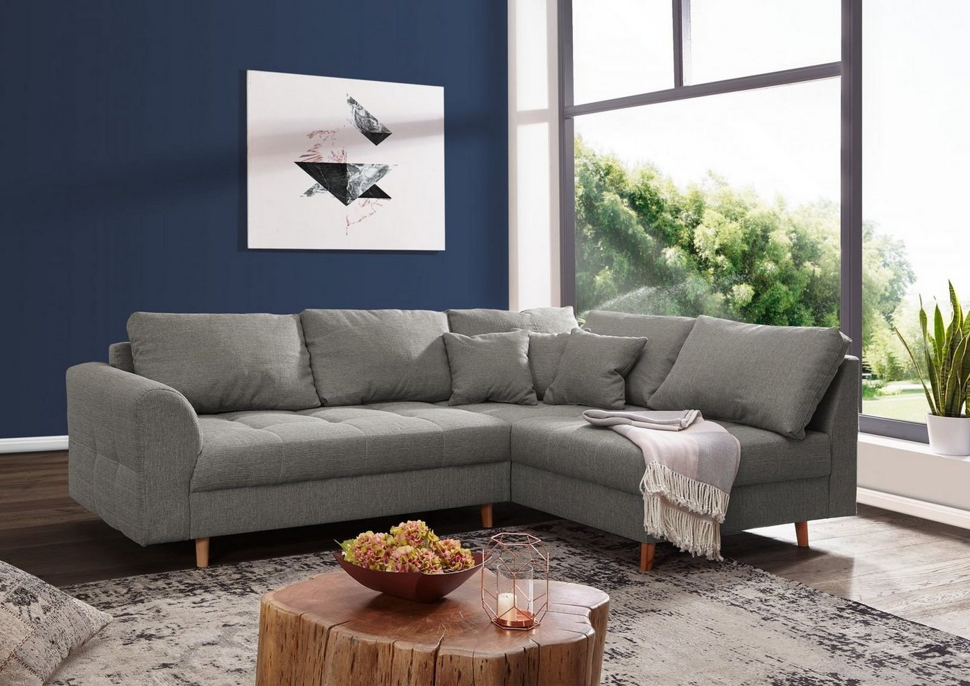 Massivmoebel24 Ecksofa Ecksofa 230x160x85 grau ARIELLA #95 günstig online kaufen