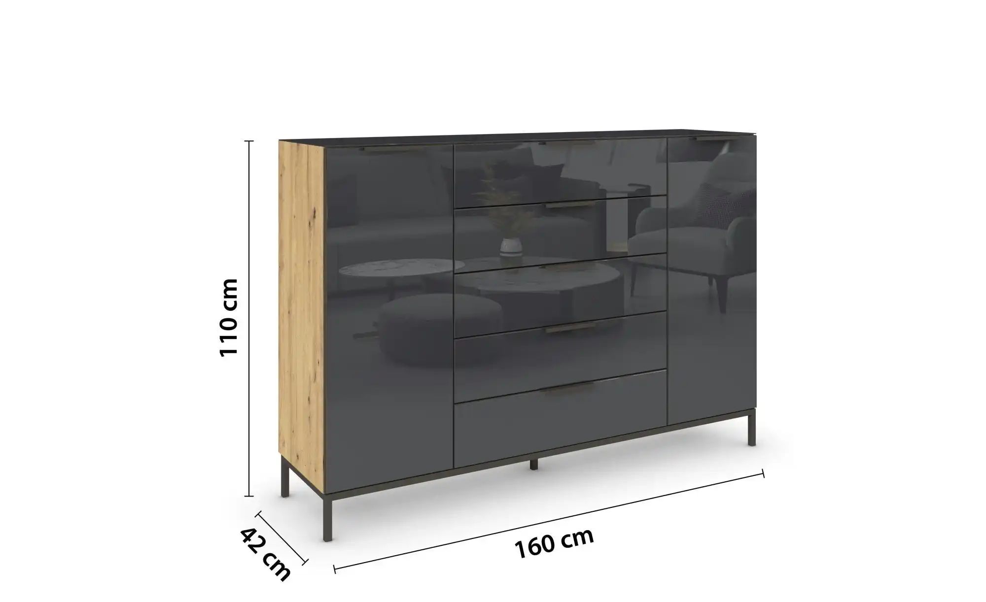 Highboard ¦ holzfarben ¦ Maße (cm): B: 160 H: 110 Kommoden & Sideboards > H günstig online kaufen