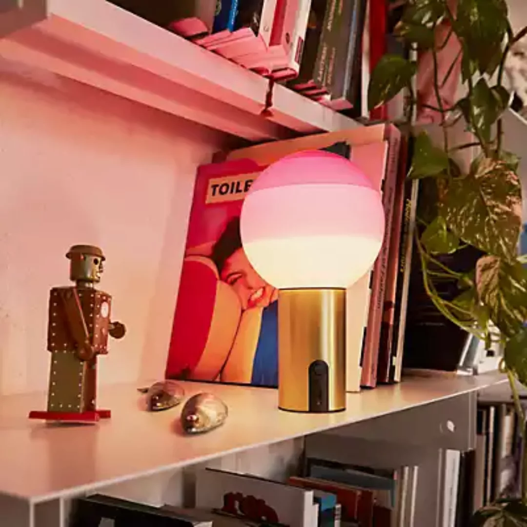 Marset - Dipping Light LED Tischleuchte mit Akku - rosa/gebürstetes Messing günstig online kaufen