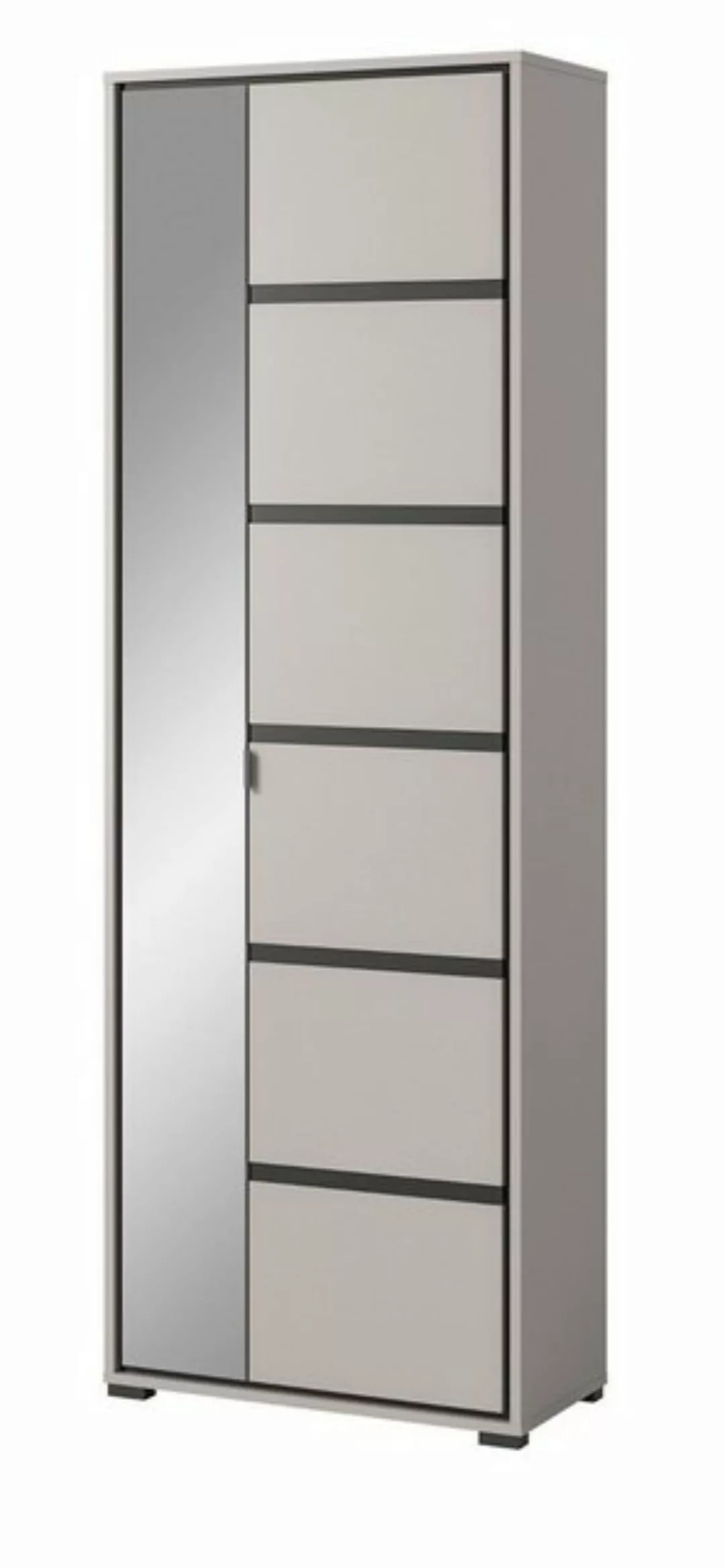 xonox.home Garderobenschrank Jaru (in grau mit schwarz, 2-türig, 65 x 196 c günstig online kaufen