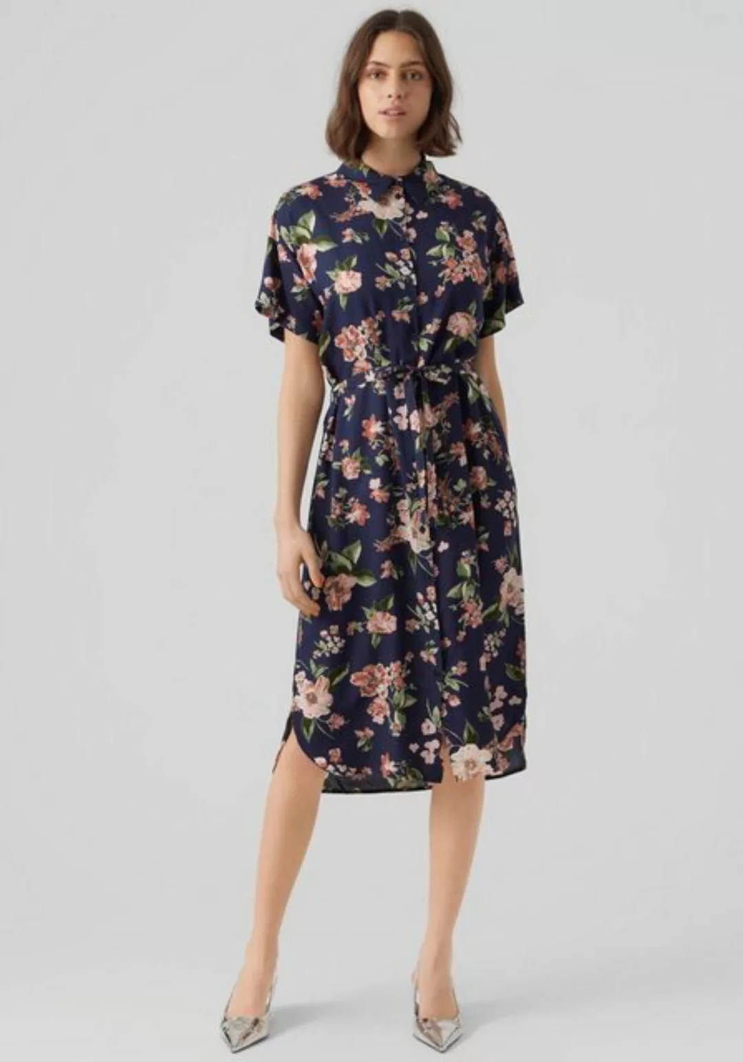Vero Moda Shirtkleid Leichtes Kurzärmliges Basic Midi Kleid VMBUMPY (lang) günstig online kaufen