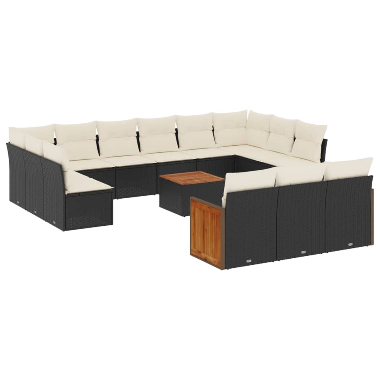 vidaXL 14-Tlg Garten-Sofagarnitur mit Kissen Schwarz Poly Rattan 3228142 günstig online kaufen