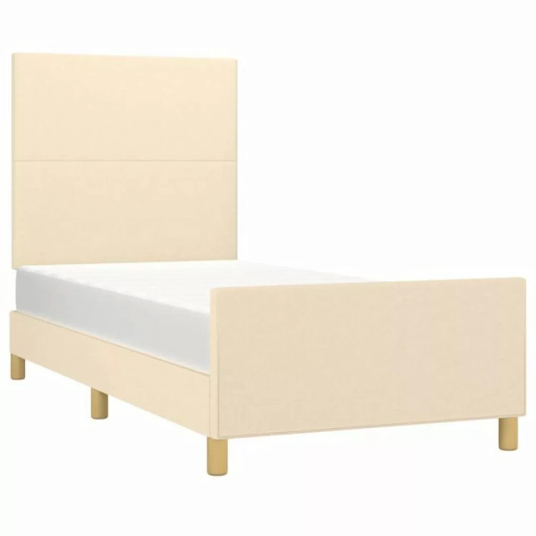 vidaXL Bett Bettgestell ohne Matratze Creme 100x200 cm Stoff günstig online kaufen