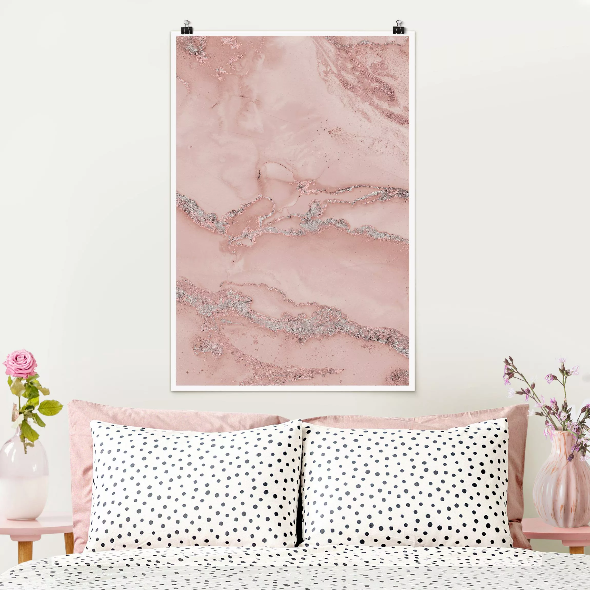 Poster Farbexperimente Marmor Rose und Glitzer günstig online kaufen