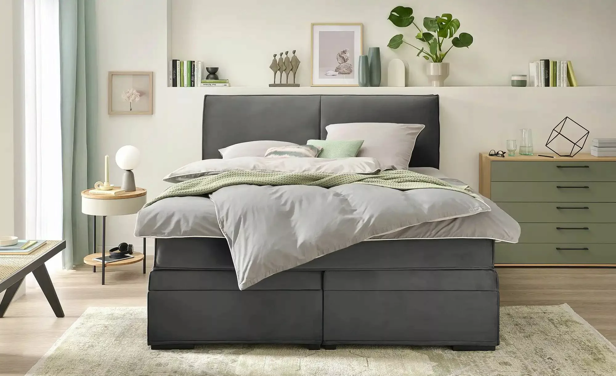 Boxi Boxspringbett mit Bettkasten Boxi Urban ¦ grau ¦ Maße (cm): B: 180 H: günstig online kaufen