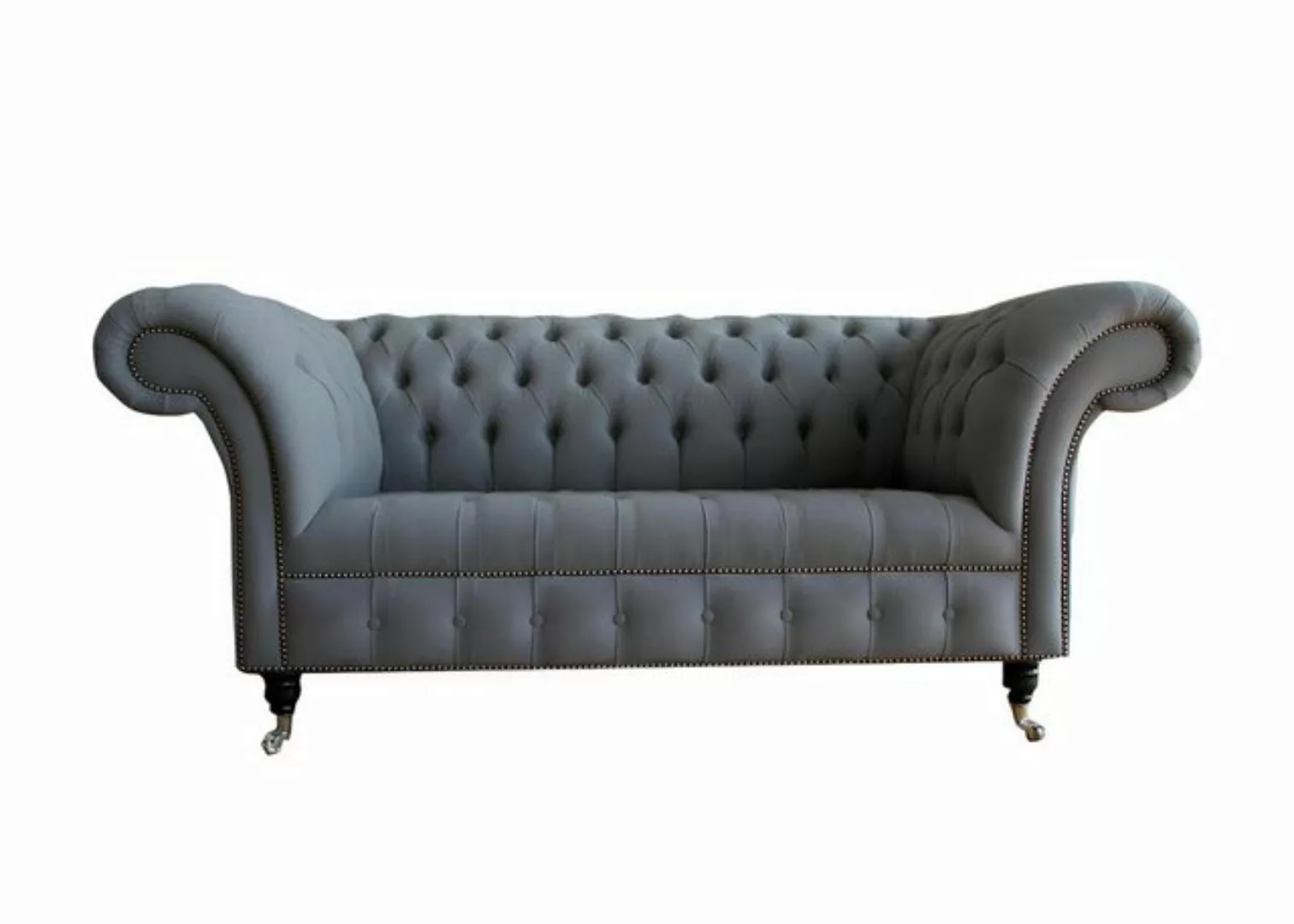 Xlmoebel Sofa Moderne graue Zweisitzer-Wohnzimmercouch Chesterfield Stoffso günstig online kaufen