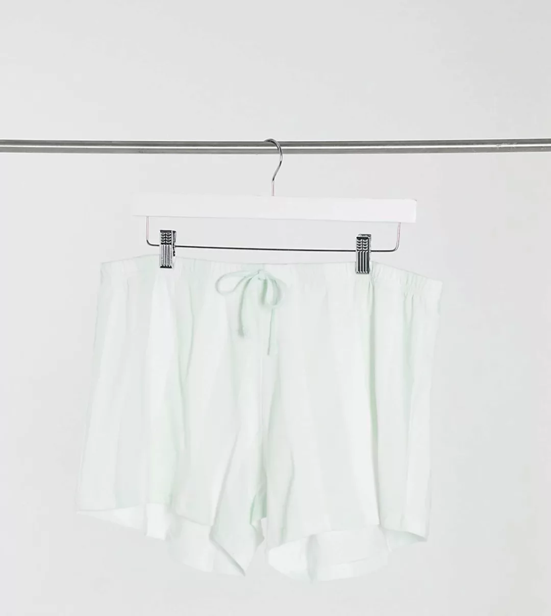 Outrageous Fortune Plus – Schwarze Schlafanzug-Shorts mit Streifen in Grün günstig online kaufen