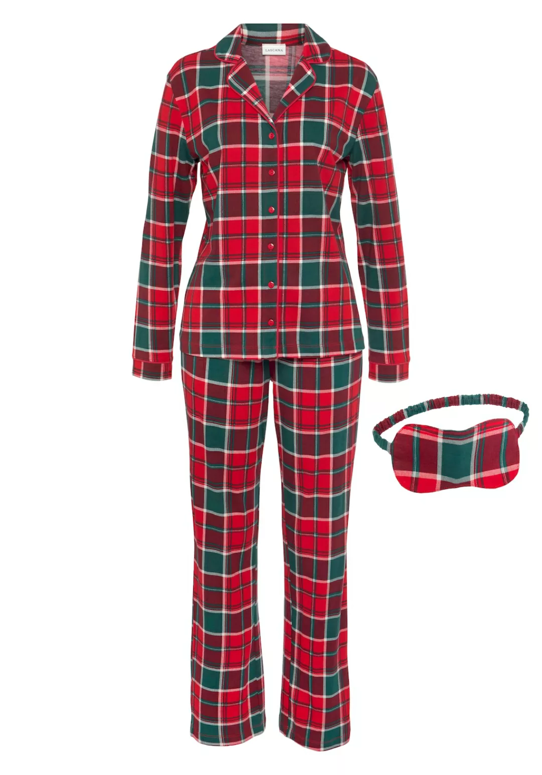 LASCANA Schlafanzug, (Set, 3-teilig), incl. Schlafmaske günstig online kaufen