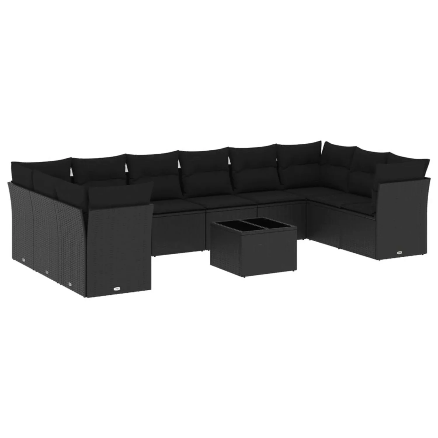 vidaXL 11-tlg Garten-Sofagarnitur mit Kissen Schwarz Poly Rattan Modell 29 günstig online kaufen