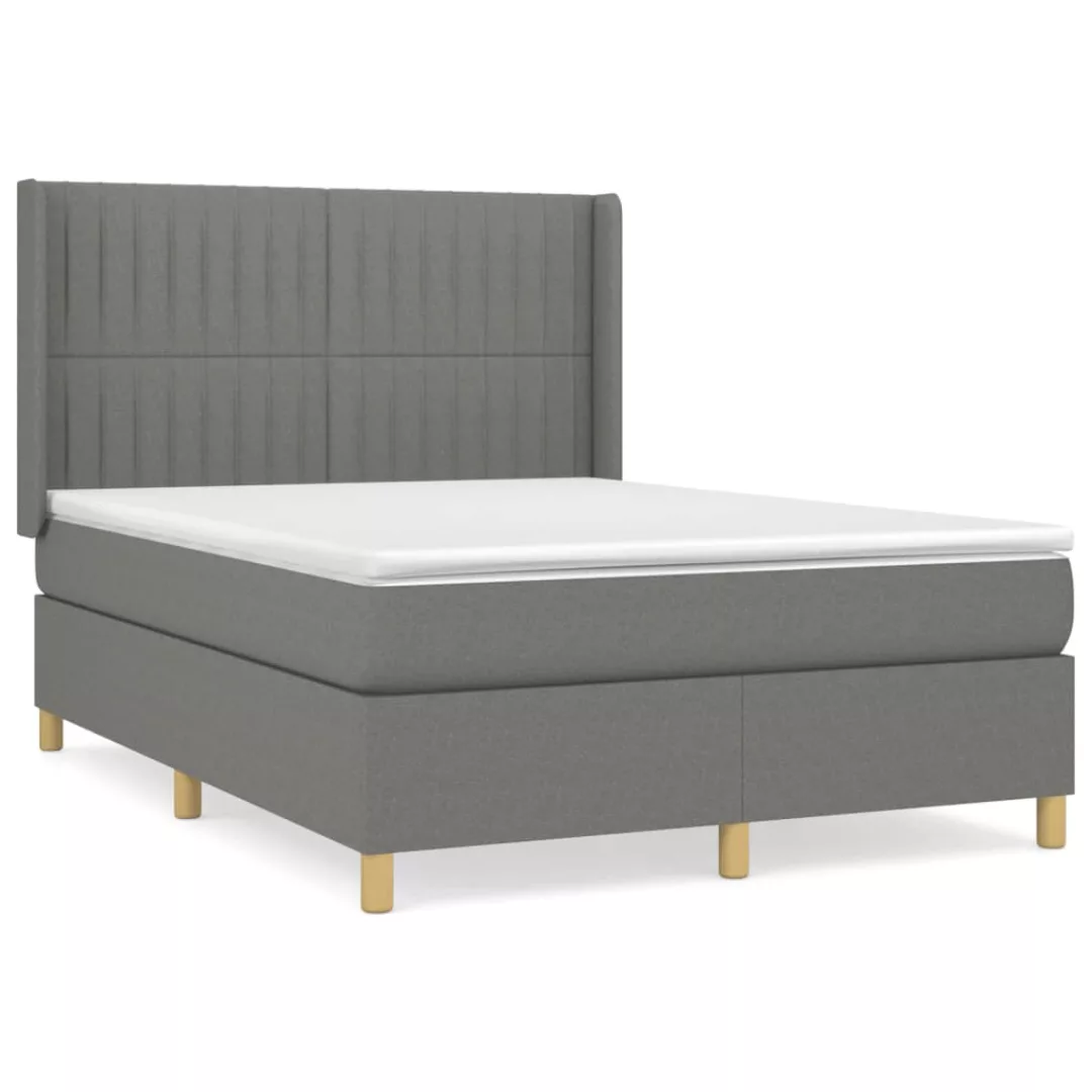 Vidaxl Boxspringbett Mit Matratze Dunkelgrau 140x200 Cm Stoff günstig online kaufen