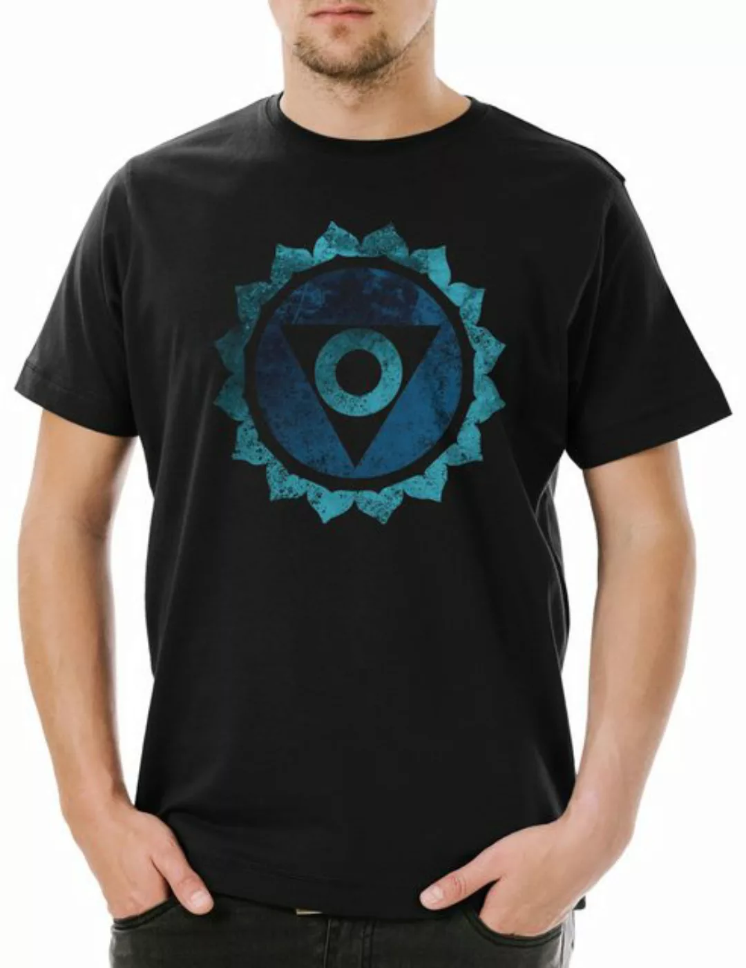 Urban Backwoods Print-Shirt Chakra Vishuddha Herren T-Shirt Hals Kehle Thro günstig online kaufen