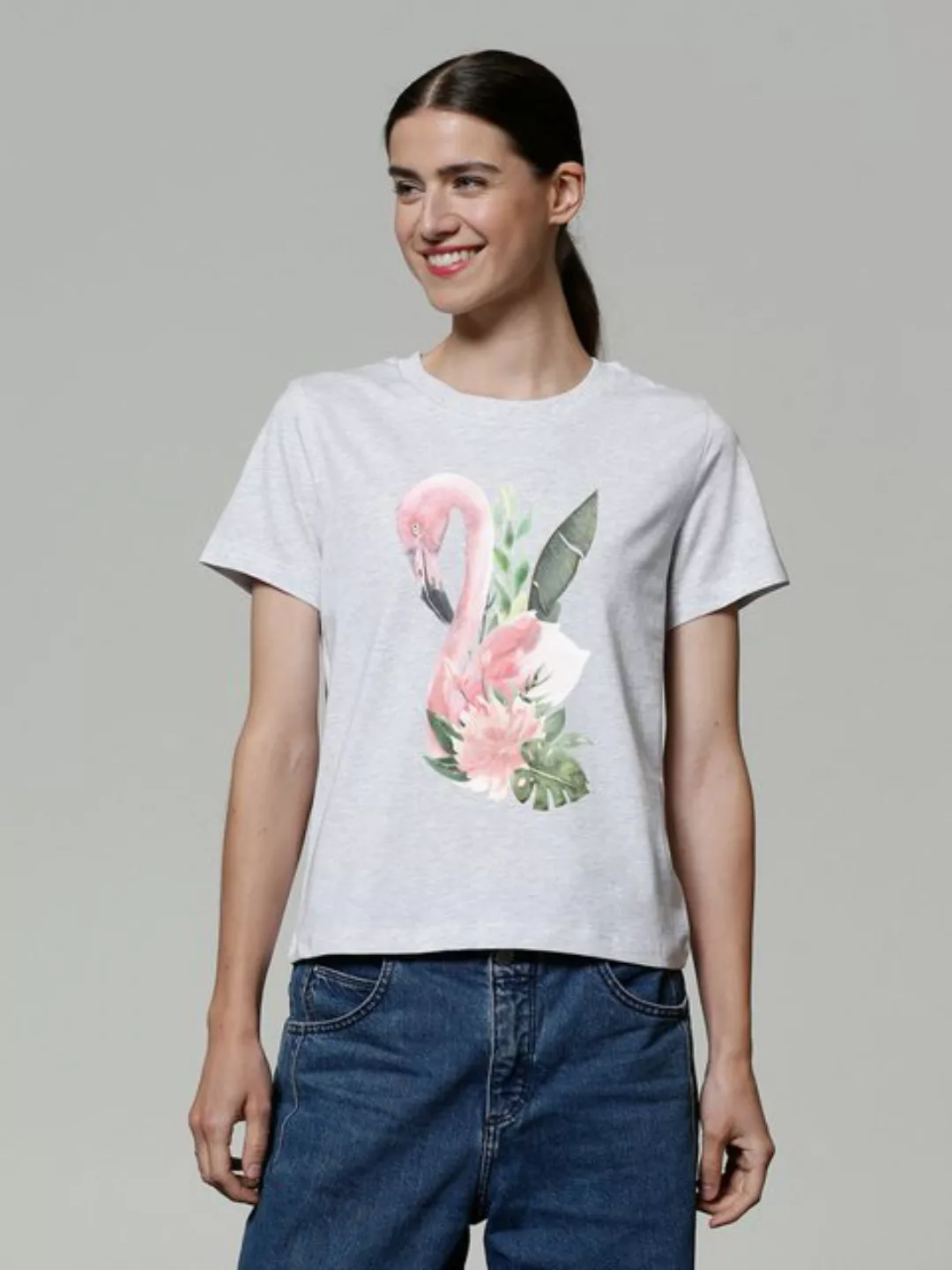 wat? Apparel T-Shirt Flamingo mit Blumen günstig online kaufen