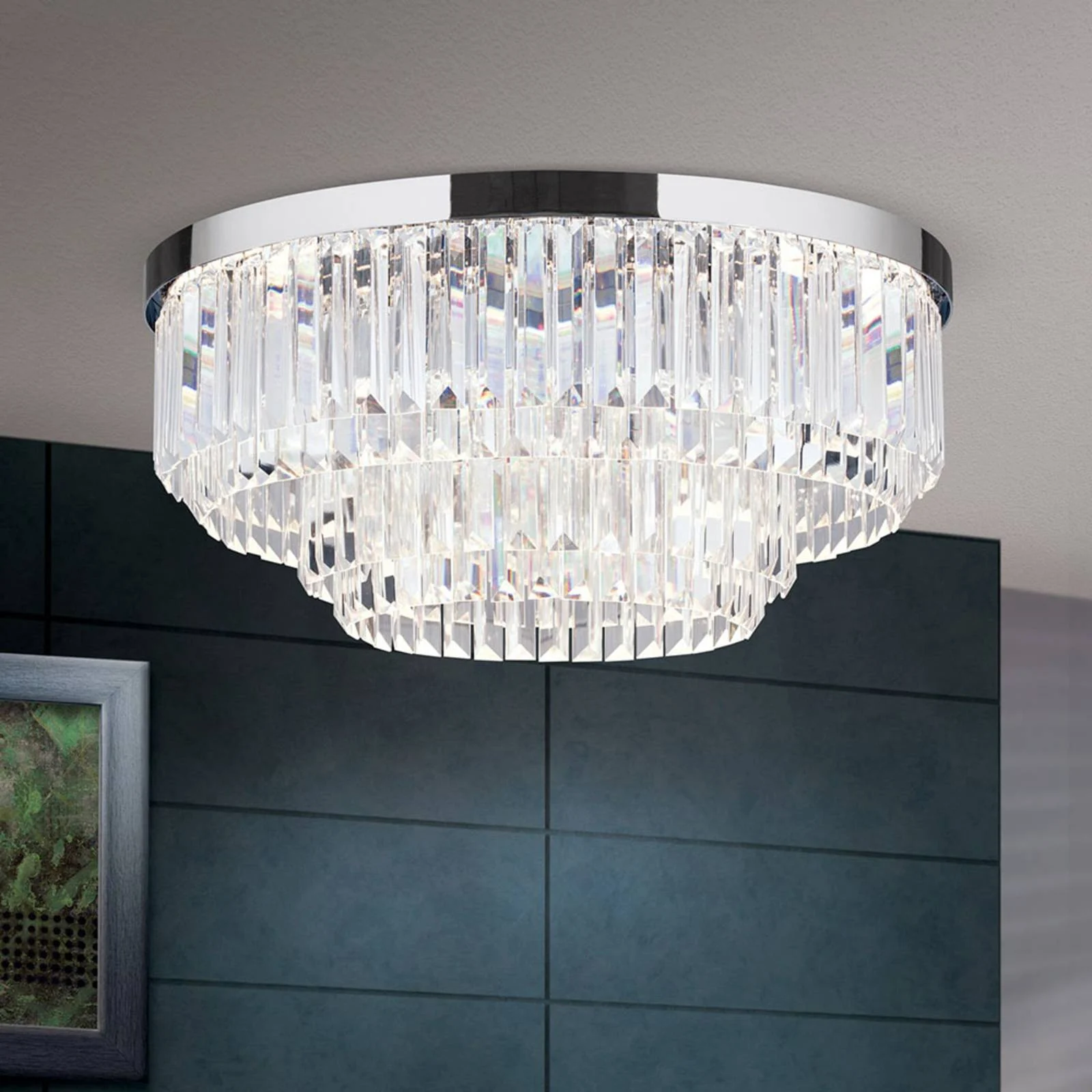 LED-Deckenleuchte Prism, chrom, Ø 55 cm günstig online kaufen