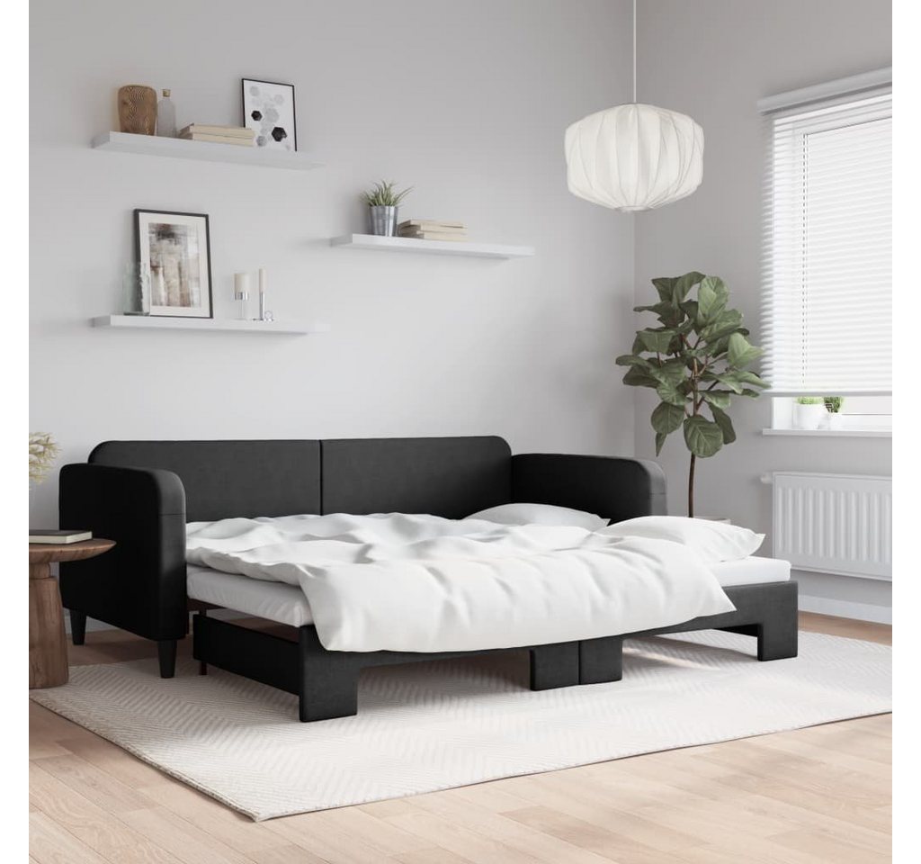 vidaXL Bett Tagesbett Ausziehbar Schwarz 90x200 cm Stoff günstig online kaufen
