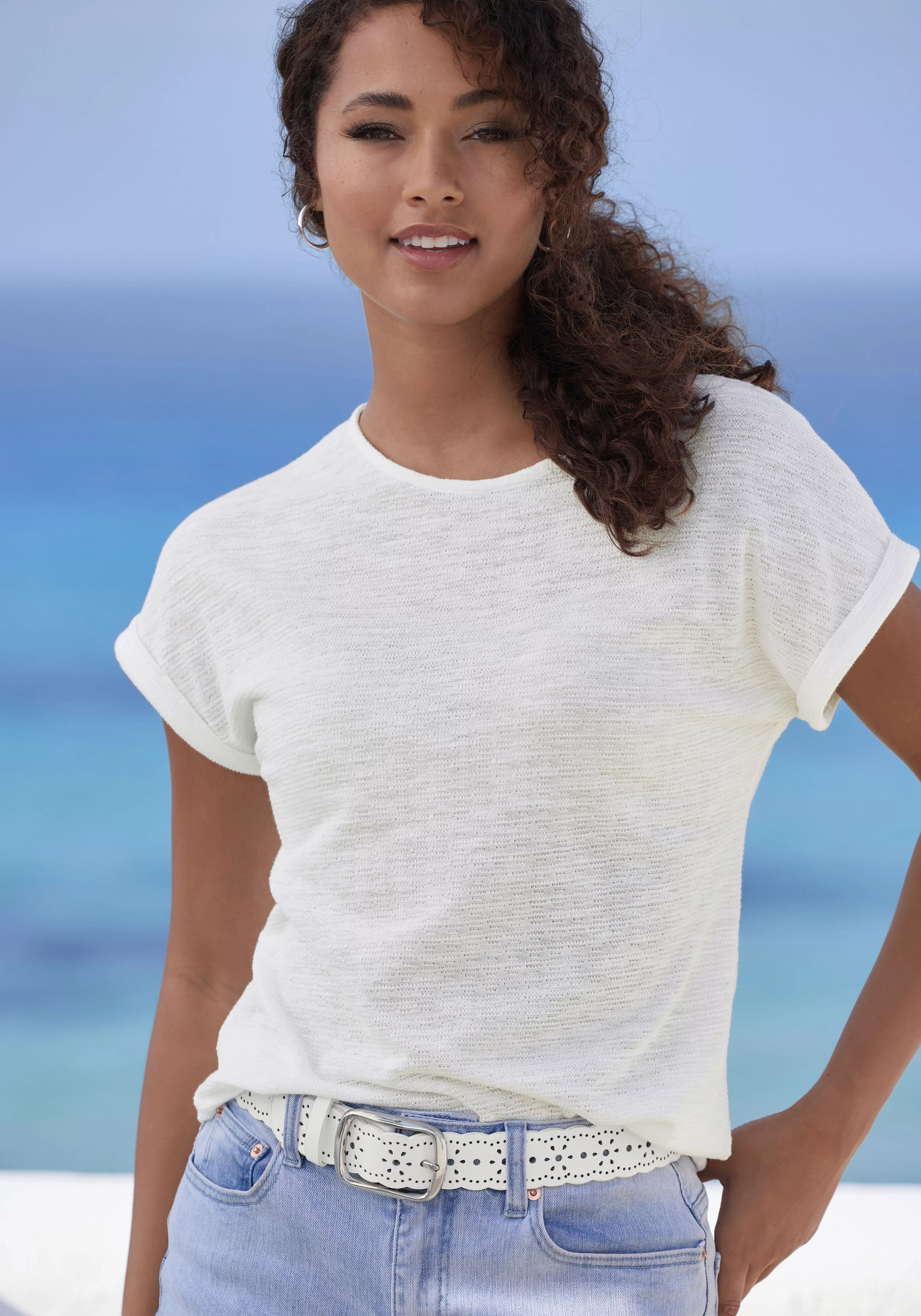 Vivance T-Shirt, aus bügelfreiem Strukturstrick und mit recycelten Polyeste günstig online kaufen