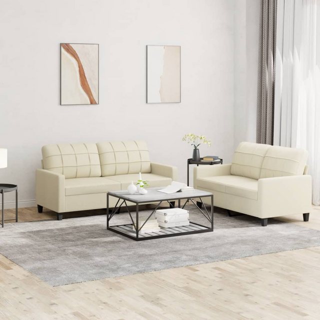 vidaXL Sofa 2-tlg. Sofagarnitur mit Kissen Grau Kunstleder günstig online kaufen