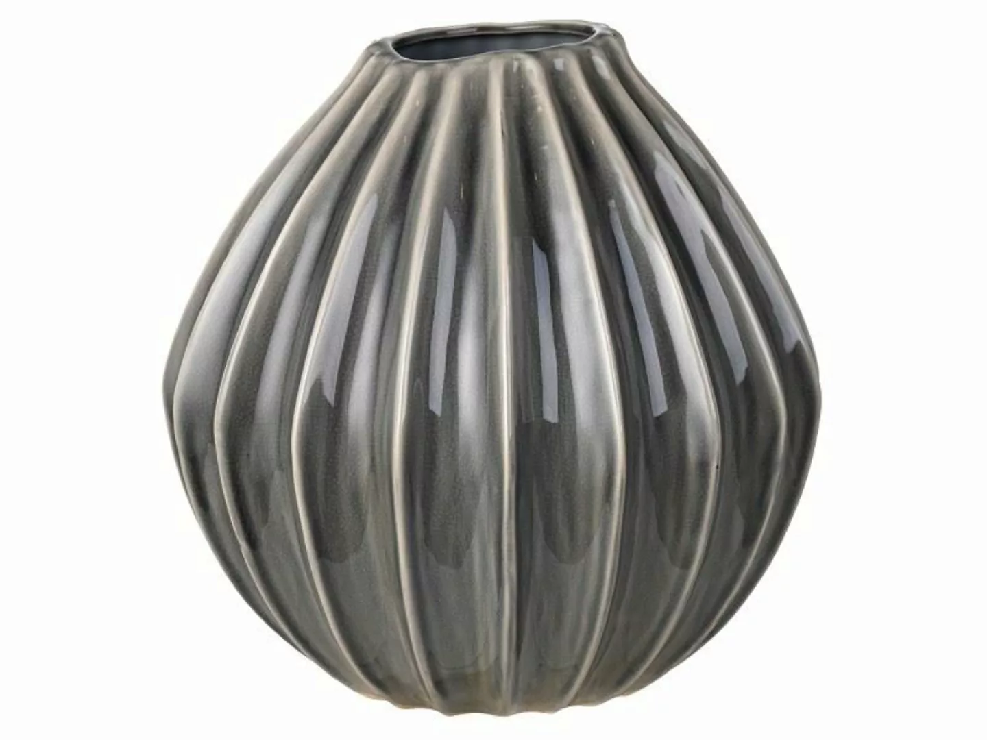 Broste Copenhagen Vasen WIDE Vase L Keramik Smoked Pearl 30 cm (grau) günstig online kaufen