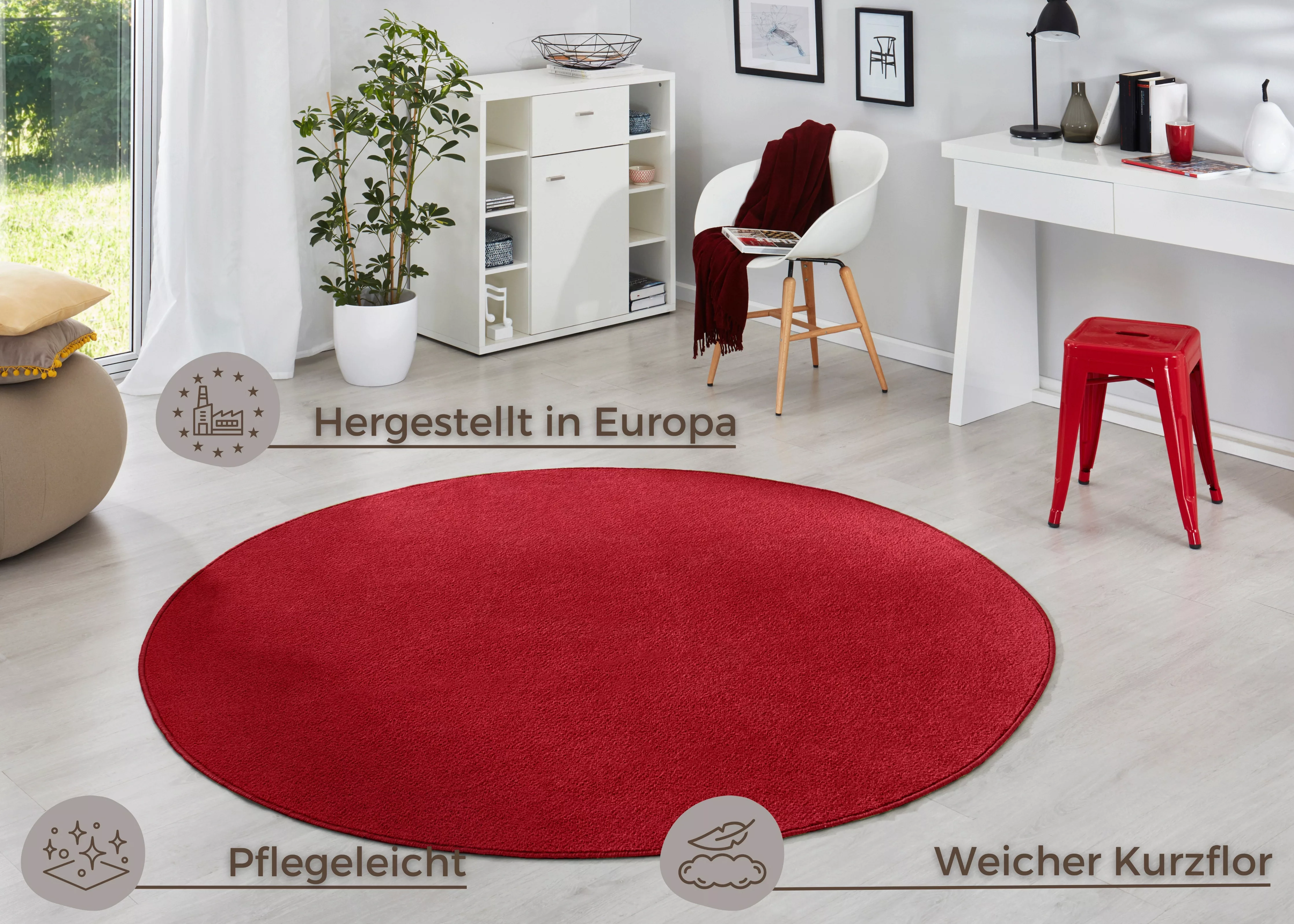 HANSE Home Teppich »Fancy«, rund, Kurzflor, Weich, Einfarbig, Wohnzimmer, S günstig online kaufen