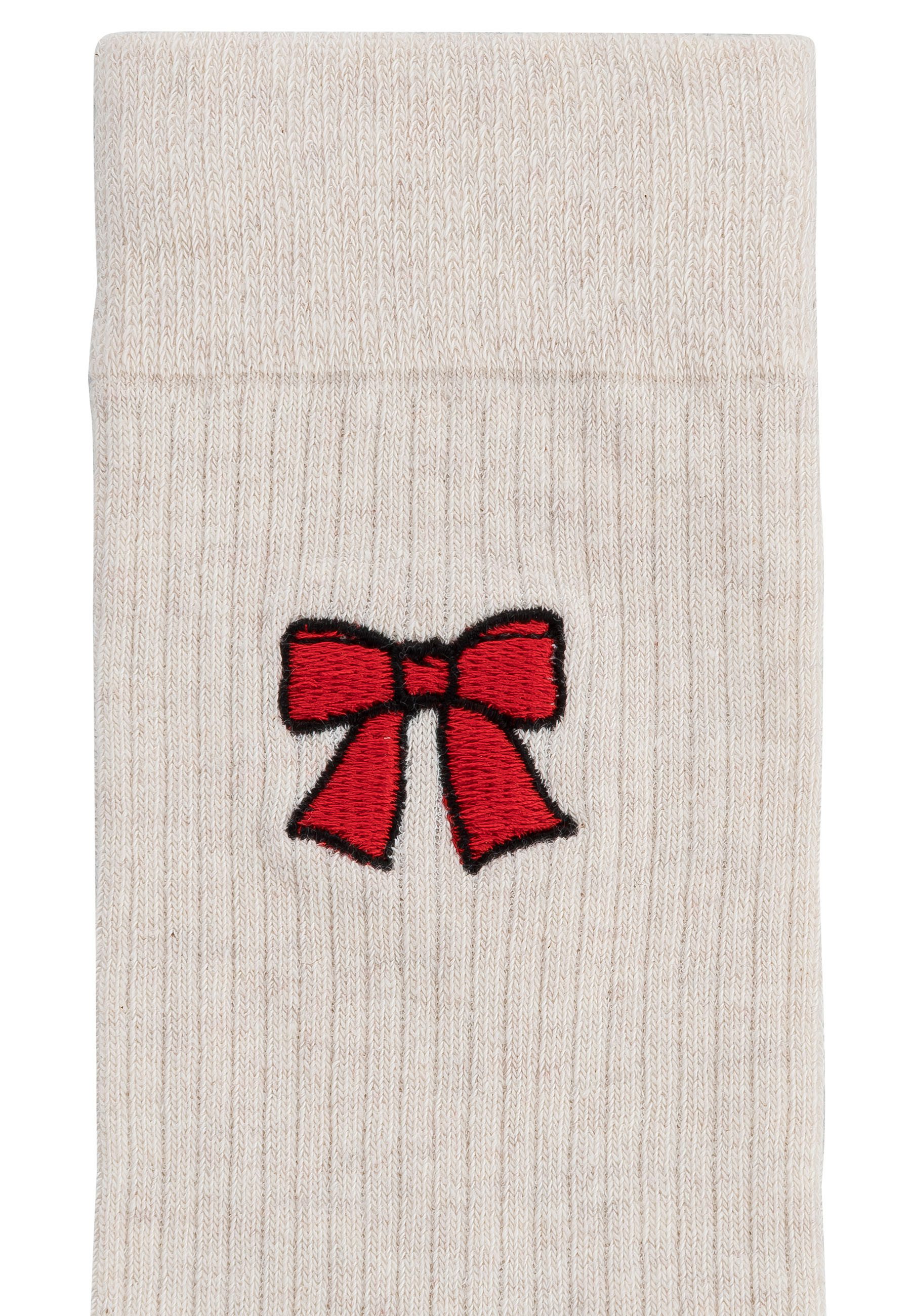 MELA Socken Unisex Gerippte Socken Stickerei günstig online kaufen