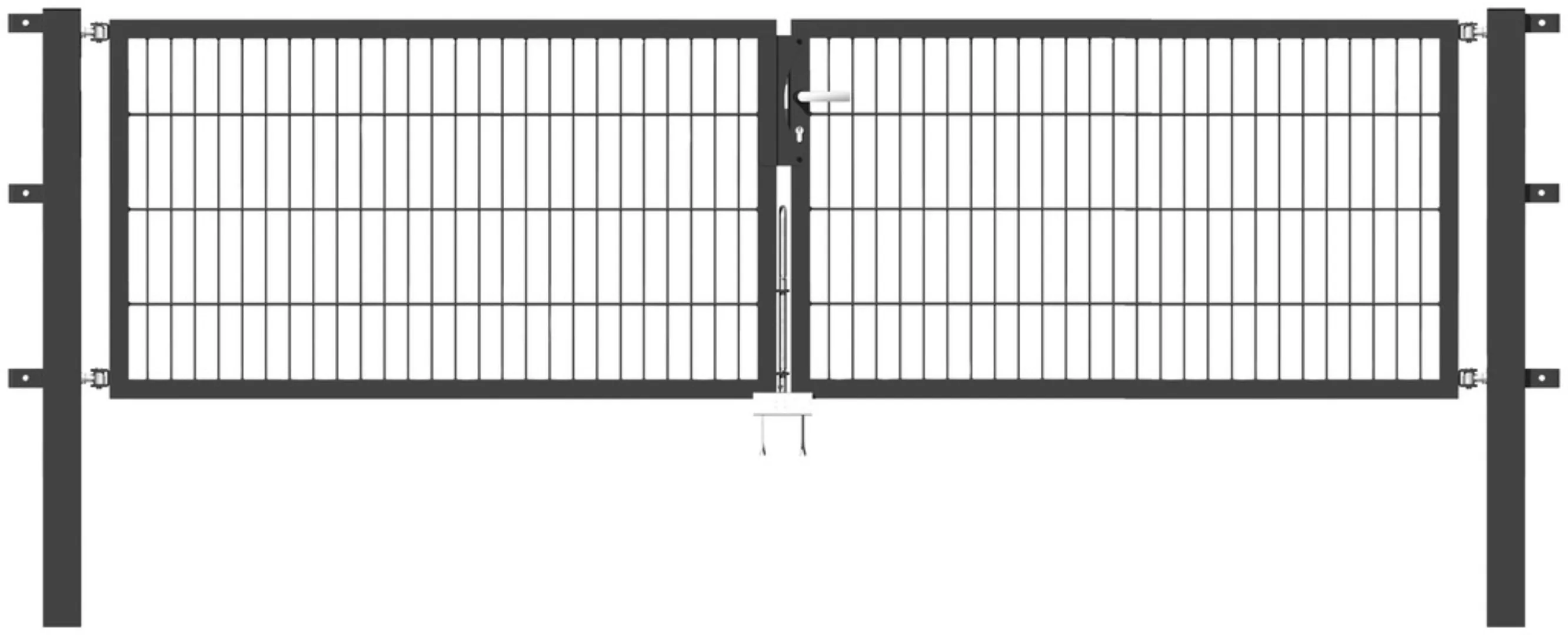 Metallzaun Doppeltor für Doppelstabmatte Anthrazit z. Einbeton. 160 cm x 40 günstig online kaufen