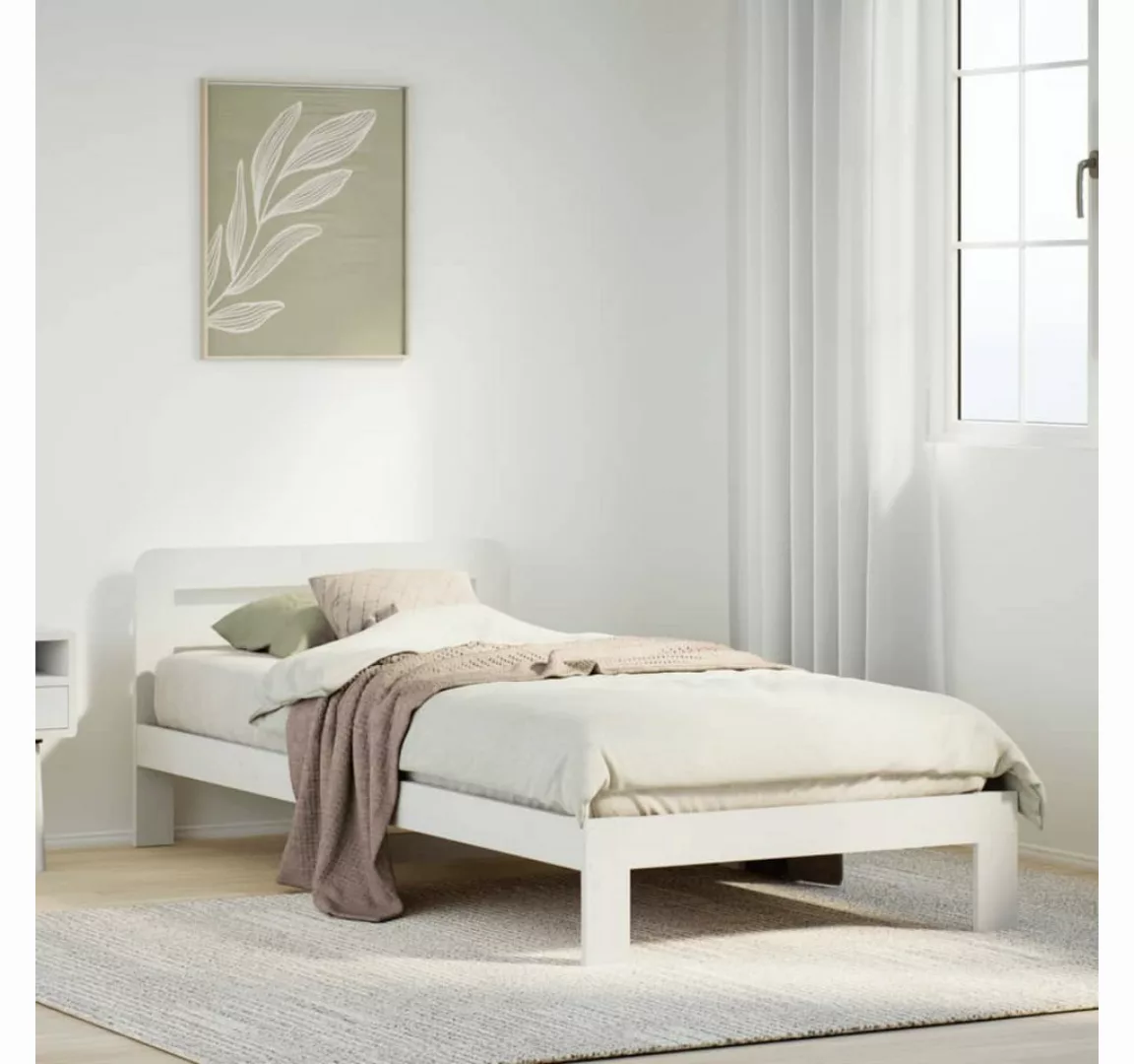 vidaXL Bett, Massivholzbett ohne Matratze Weiß 90x190 cm Kiefernholz günstig online kaufen