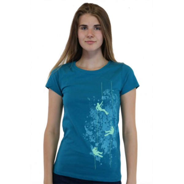 Damenshirt, “Kletterer“, T-shirt, Sportlich, Bedruckt, Siebdruck, Bio-baumw günstig online kaufen