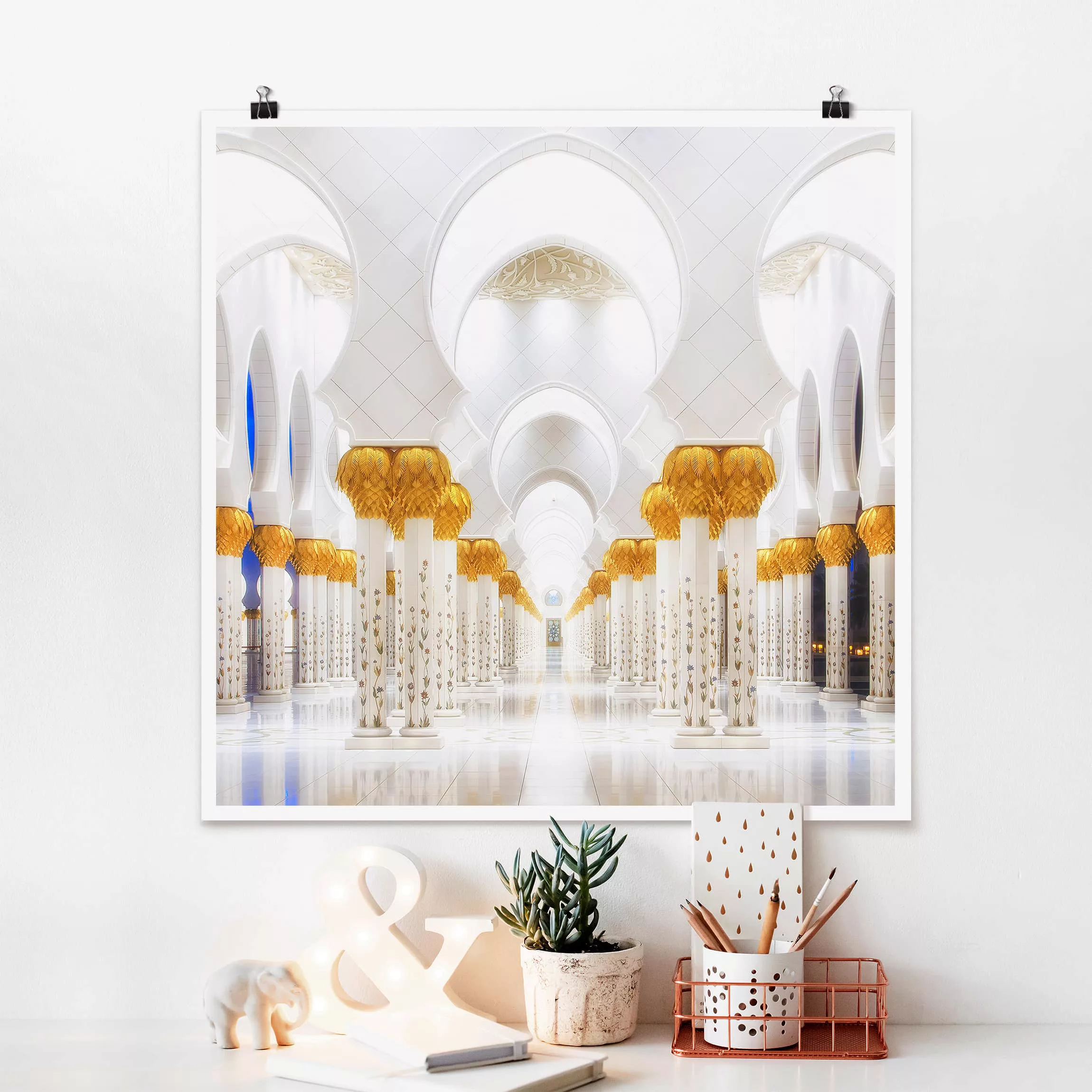 Poster Architektur & Skyline - Quadrat Moschee in Gold günstig online kaufen