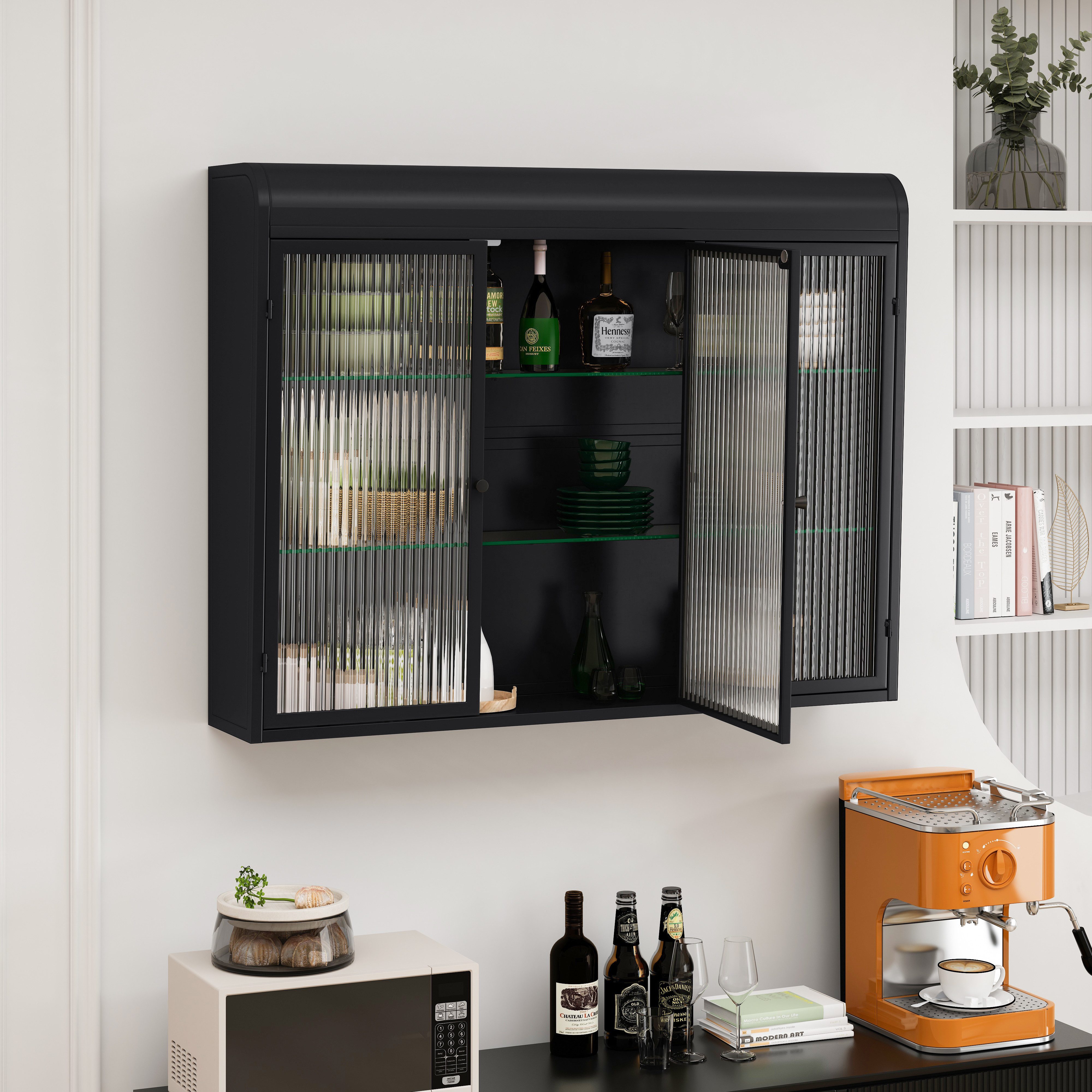 TavilaEcon Wandhängeschrank Modernes Wandregal mit Glastüren günstig online kaufen