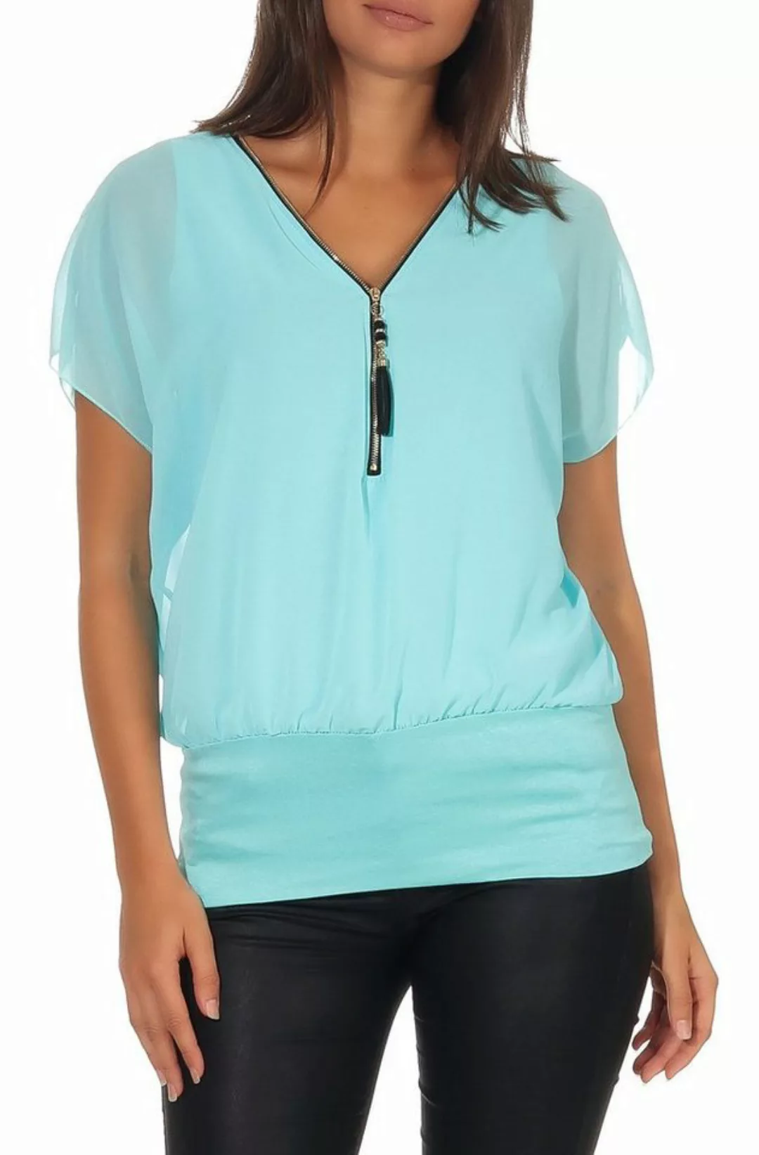 malito more than fashion Chiffonbluse 6298 Kurzarm Bluse günstig online kaufen