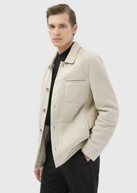 RAMSEY Winterjacke Beige Pelz Leder Mantel günstig online kaufen