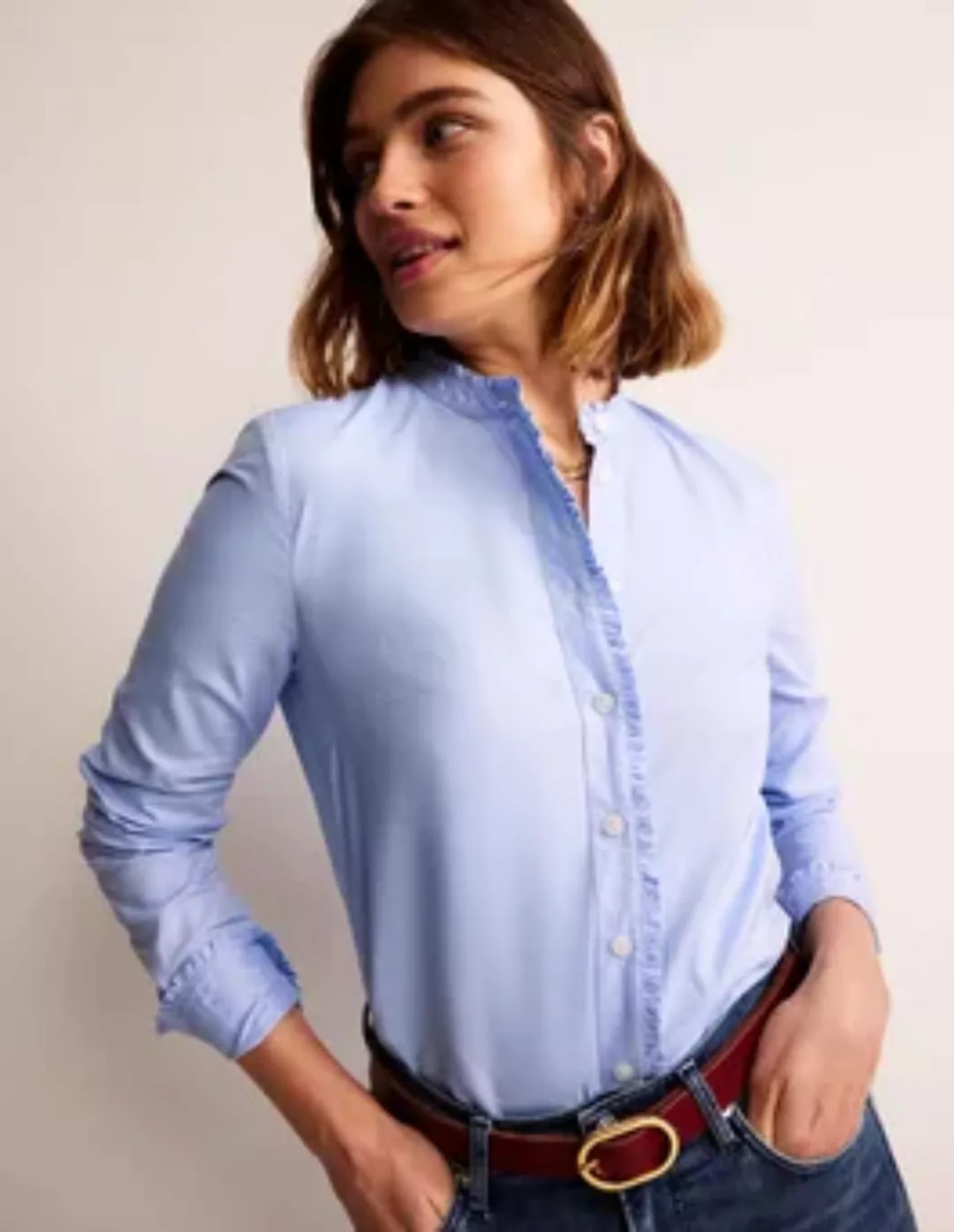 Phoebe Hemd aus Baumwolle Damen Boden, Blau Oxford günstig online kaufen