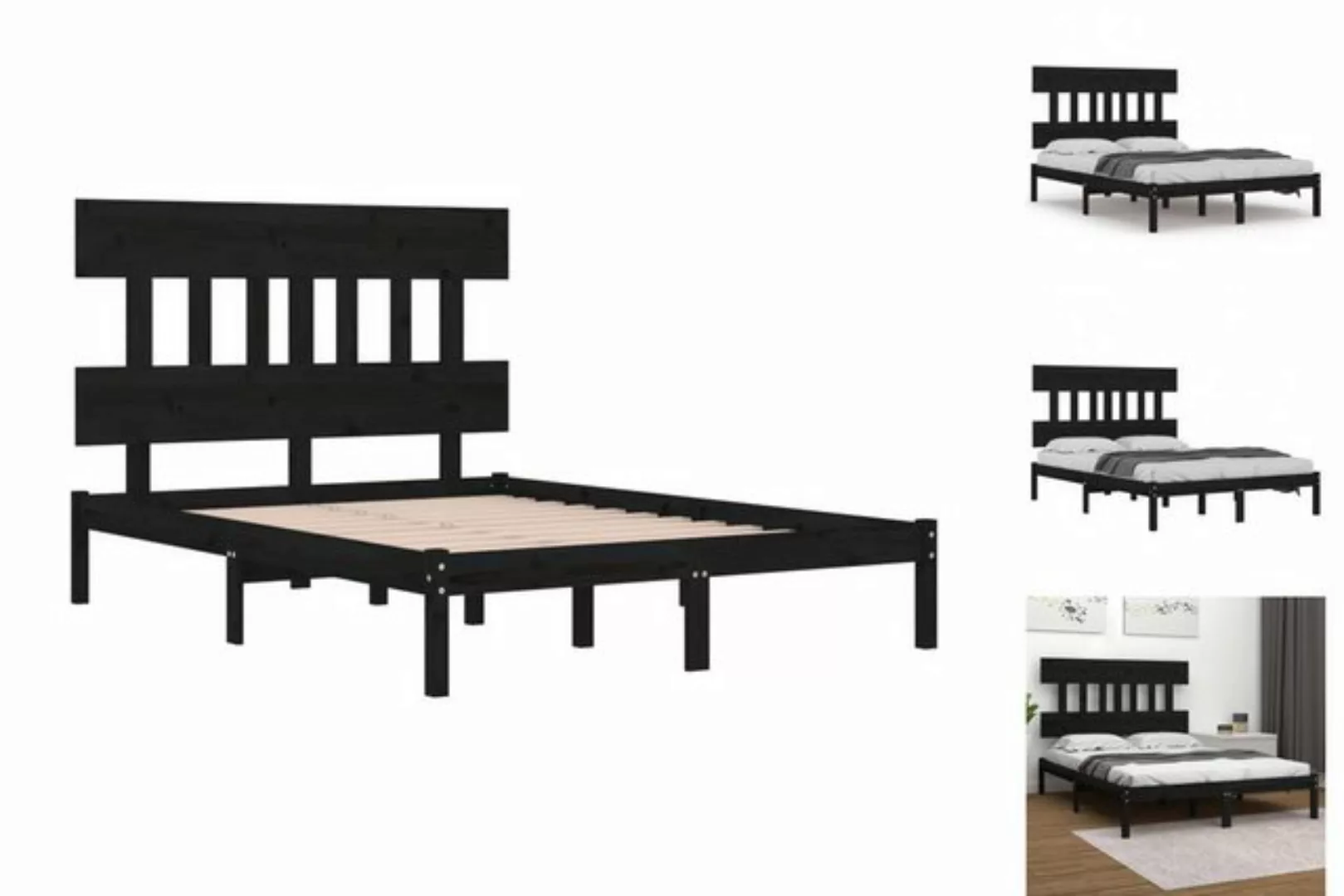 vidaXL Bettgestell Massivholzbett Schwarz 200x200 cm Bett Bettgestell günstig online kaufen