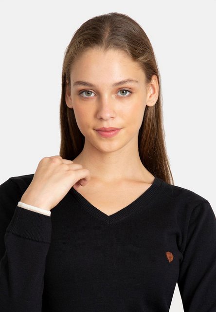 Jacey Quinn Sweatshirt V-Neck With Arm Patch günstig online kaufen