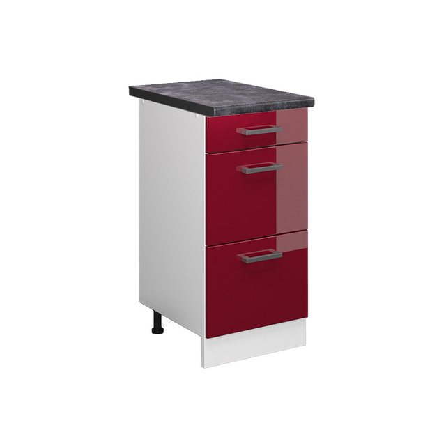 Vicco Unterschrank R-Line, Bordeaux Hochglanz/Weiß, 40 cm mit Schubladen, A günstig online kaufen