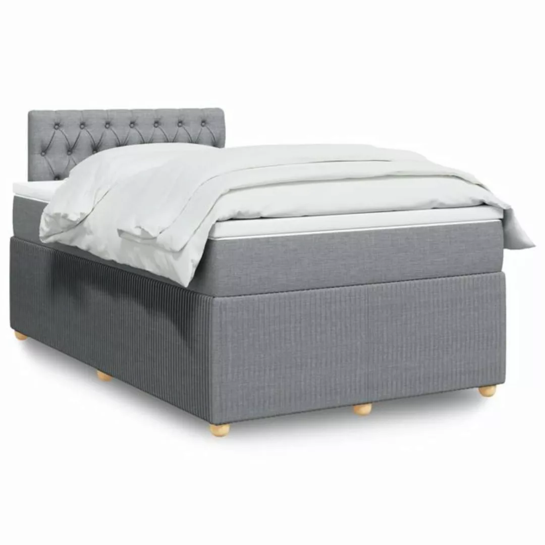 vidaXL Boxspringbett, Boxspringbett mit Matratze Hellgrau 120x200 cm Stoff günstig online kaufen