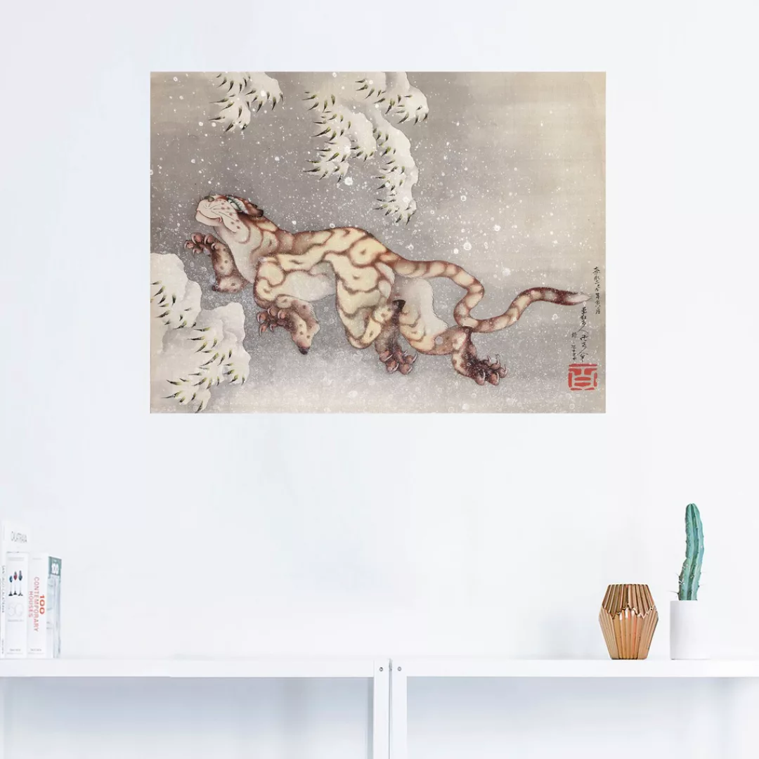 Artland Wandbild "Tiger in einem Schneesturm. Edo-Zeit", Wildtiere, (1 St.) günstig online kaufen