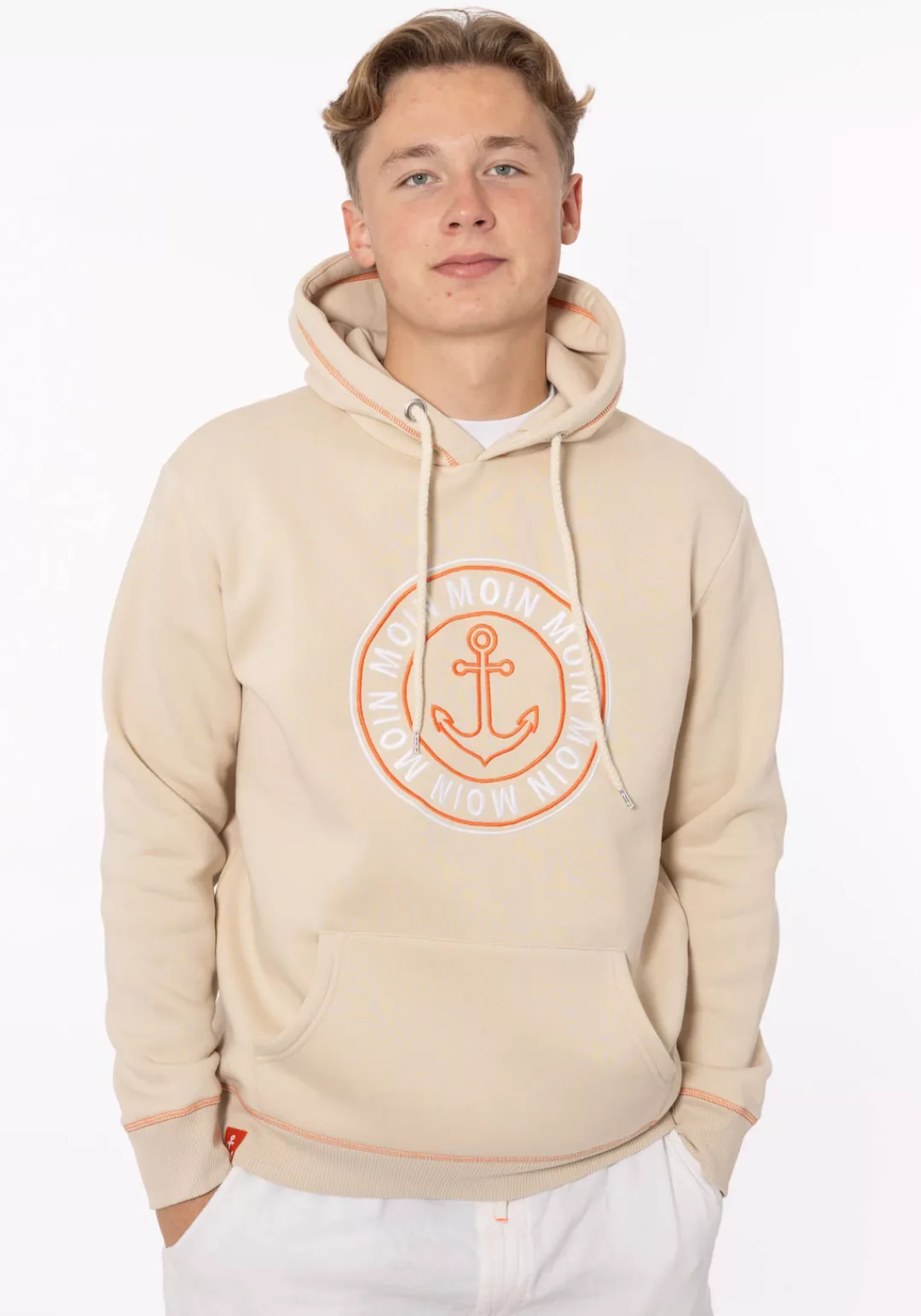 Zwillingsherz Hoodie ""Anker & Moin" Herren", mit neongelber Kontrastnaht günstig online kaufen