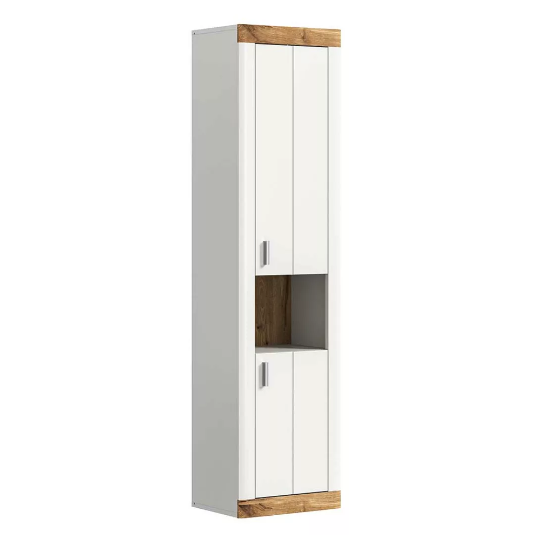 Badseitenschrank hängend in Weiß und Wildeiche NB 172 cm hoch günstig online kaufen