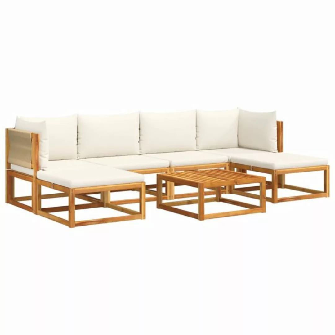 vidaXL Loungesofa 7-tlg. Garten-Sofagarnitur mit Kissen Massivholz Akazie, günstig online kaufen